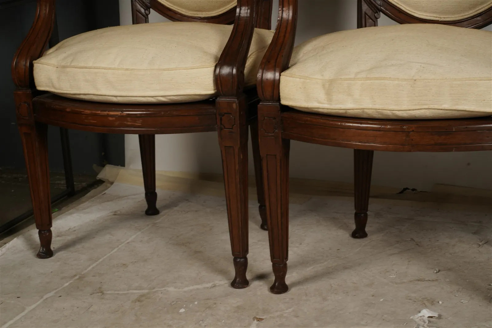 AF2-052: 18th Century French Louis XVI Caned Fruitwood Armchairs