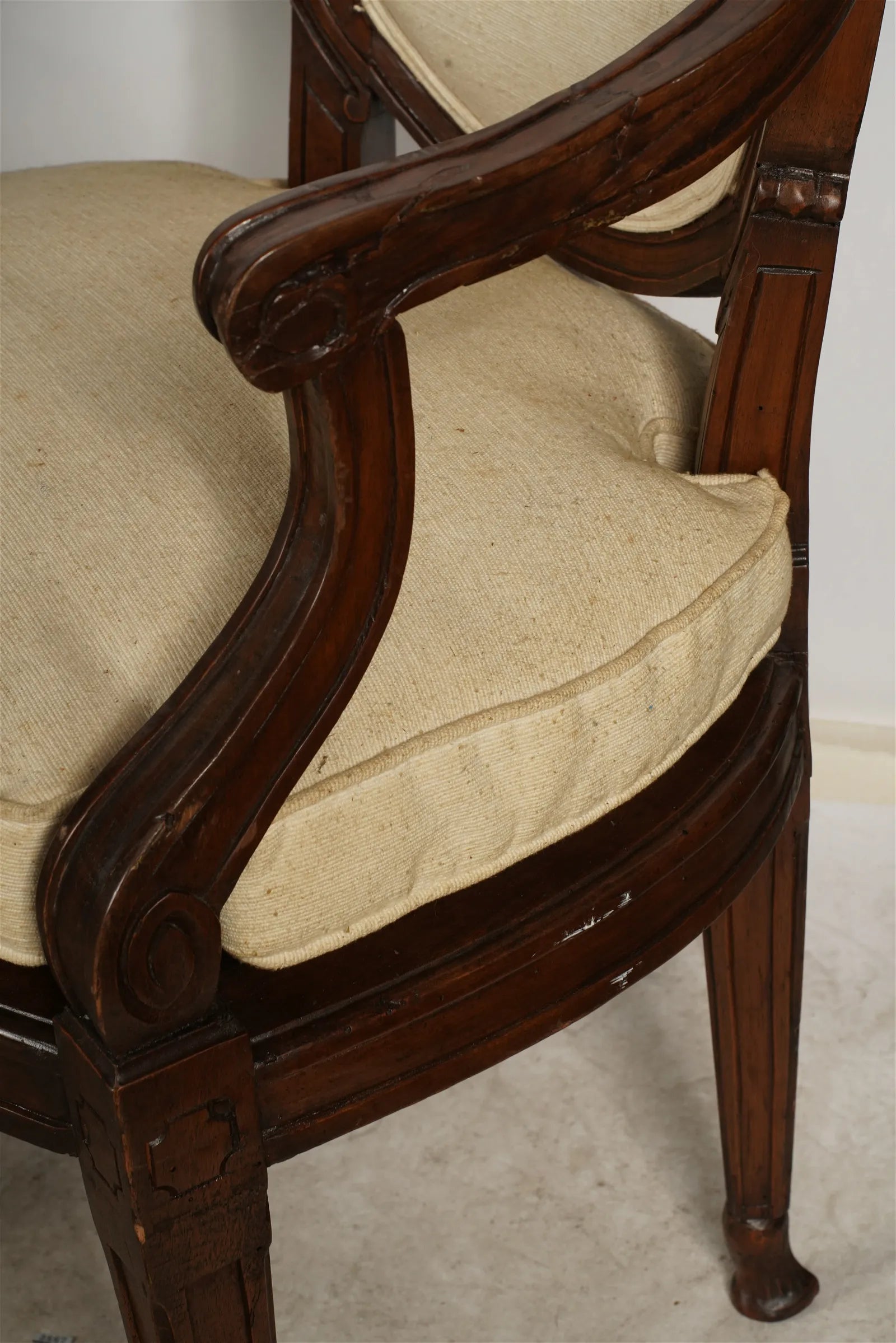 AF2-052: 18th Century French Louis XVI Caned Fruitwood Armchairs