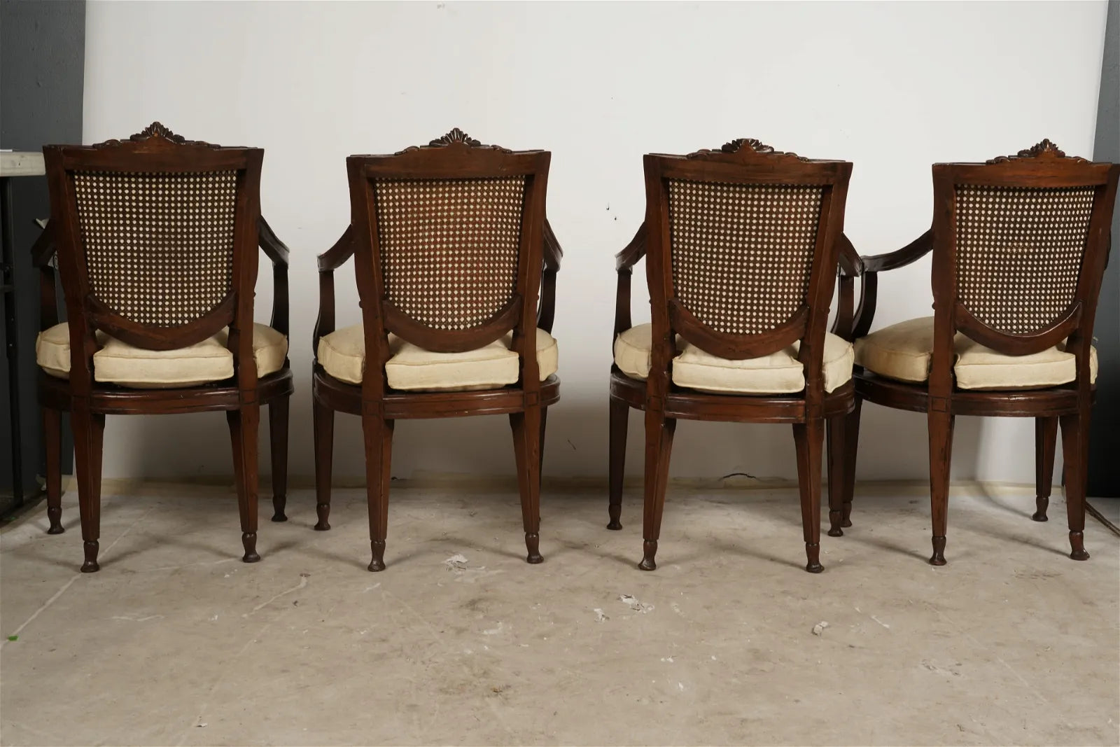 AF2-052: 18th Century French Louis XVI Caned Fruitwood Armchairs