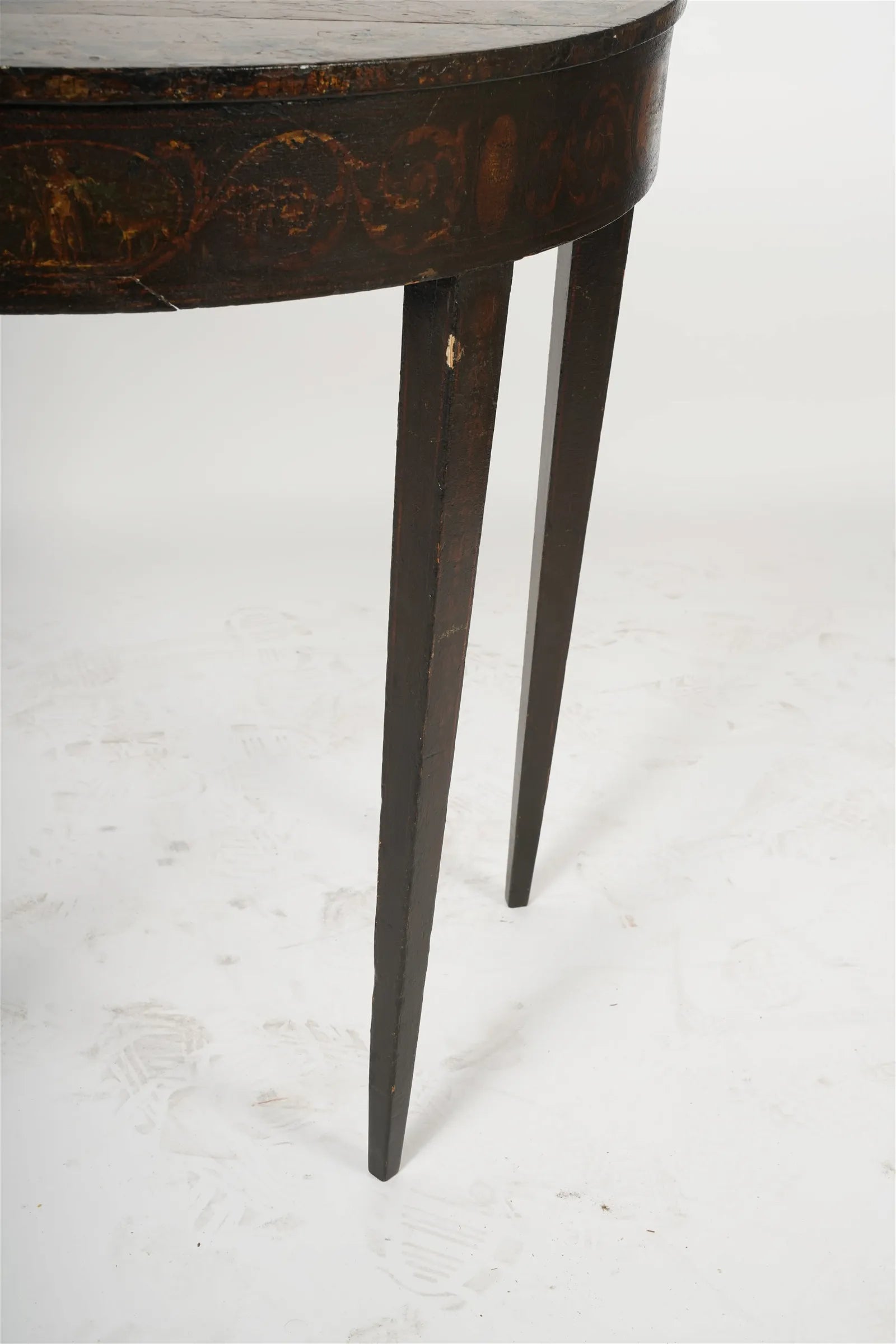 AF1-048: Late 19th Century Edwardian Polychrome Demilune Side Table