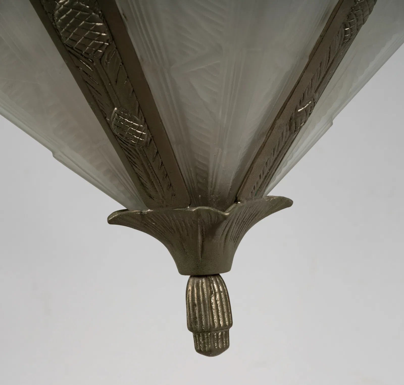 AL1-076: Antique French Art Deco Silvered Metal Ceiling Pendant Chandelier Circa 1920