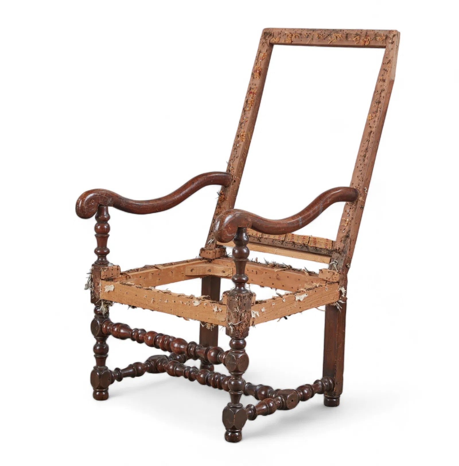 AF2-425: Antique Circa 1700's French Henry IV Walnut Armchair Frame