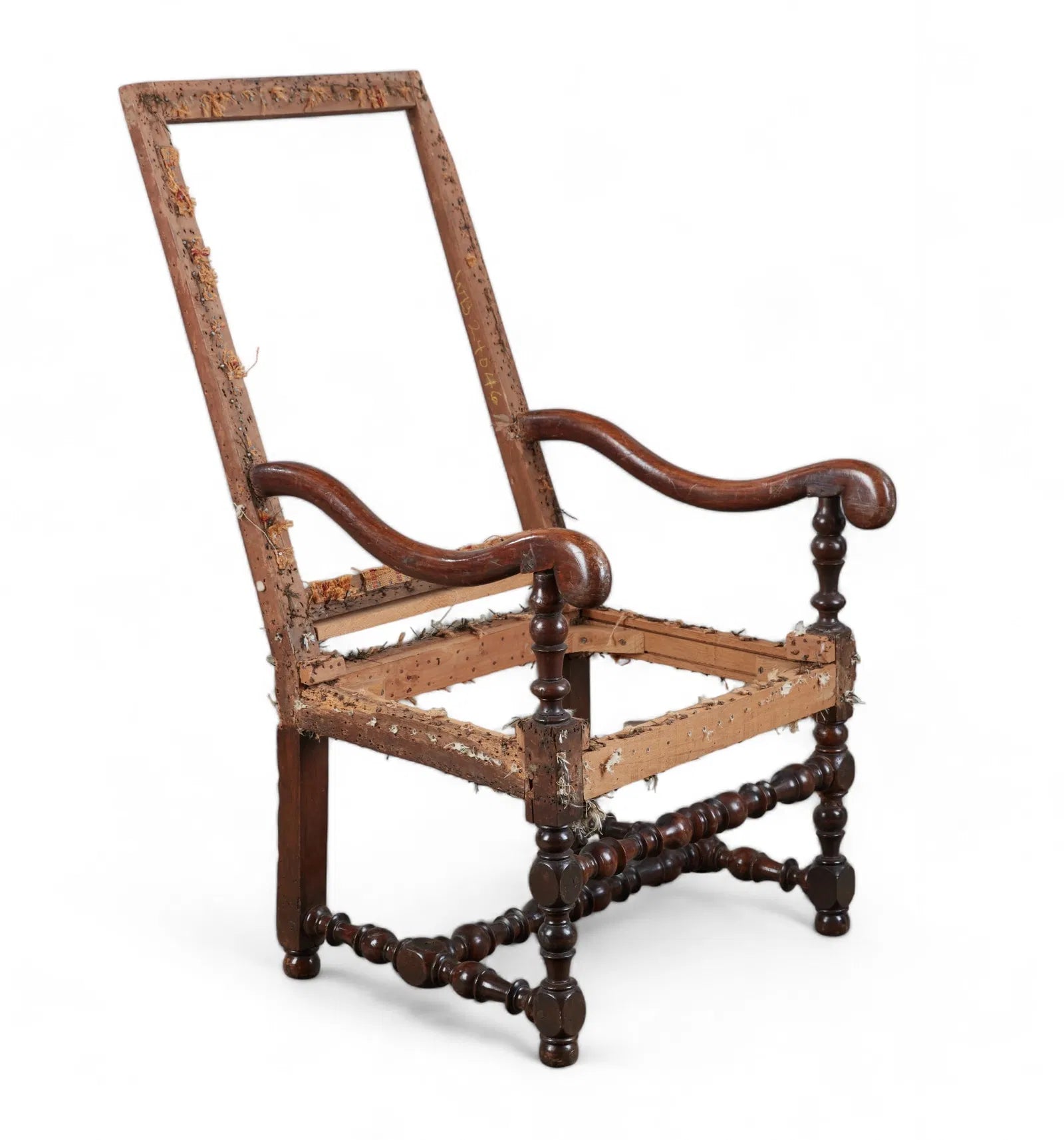 AF2-425: Antique Circa 1700's French Henry IV Walnut Armchair Frame