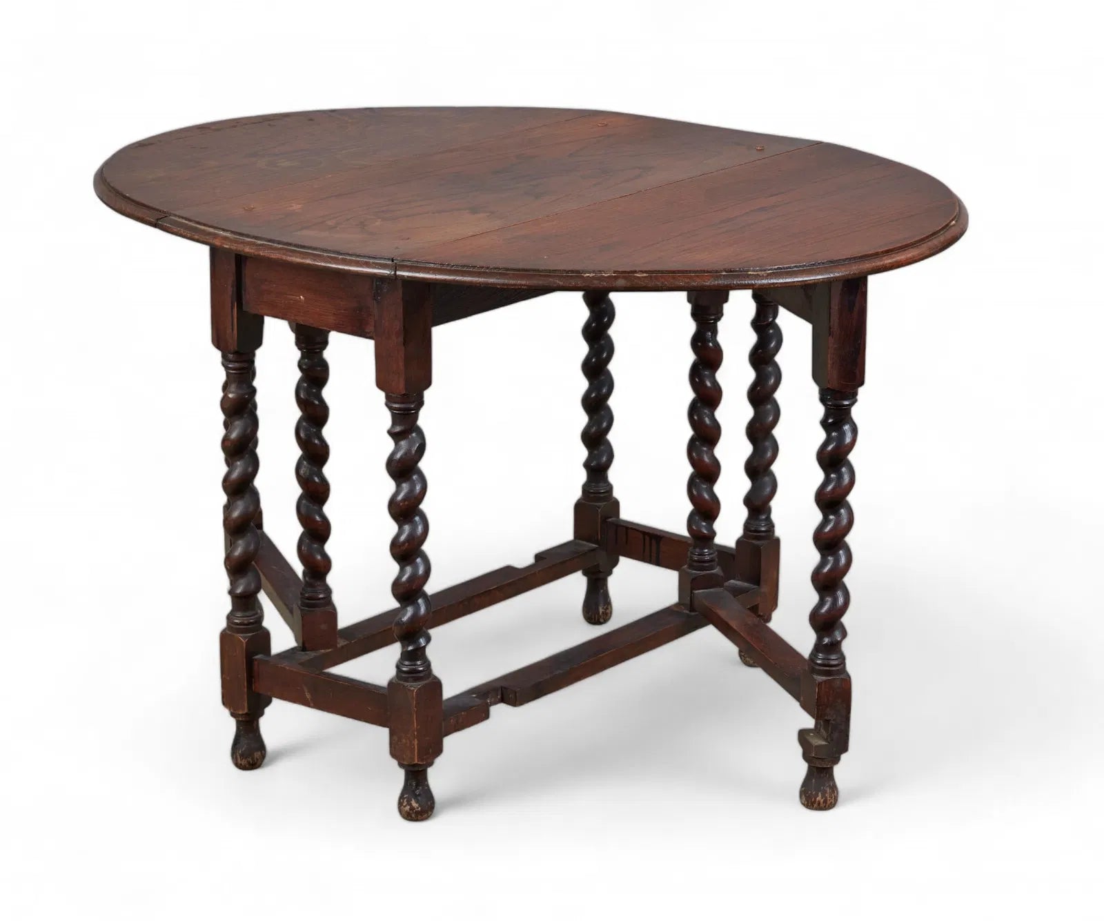 AF1-407: Antique William & Mary Oak Gate Leg Drop Leaf Table Circa 1900