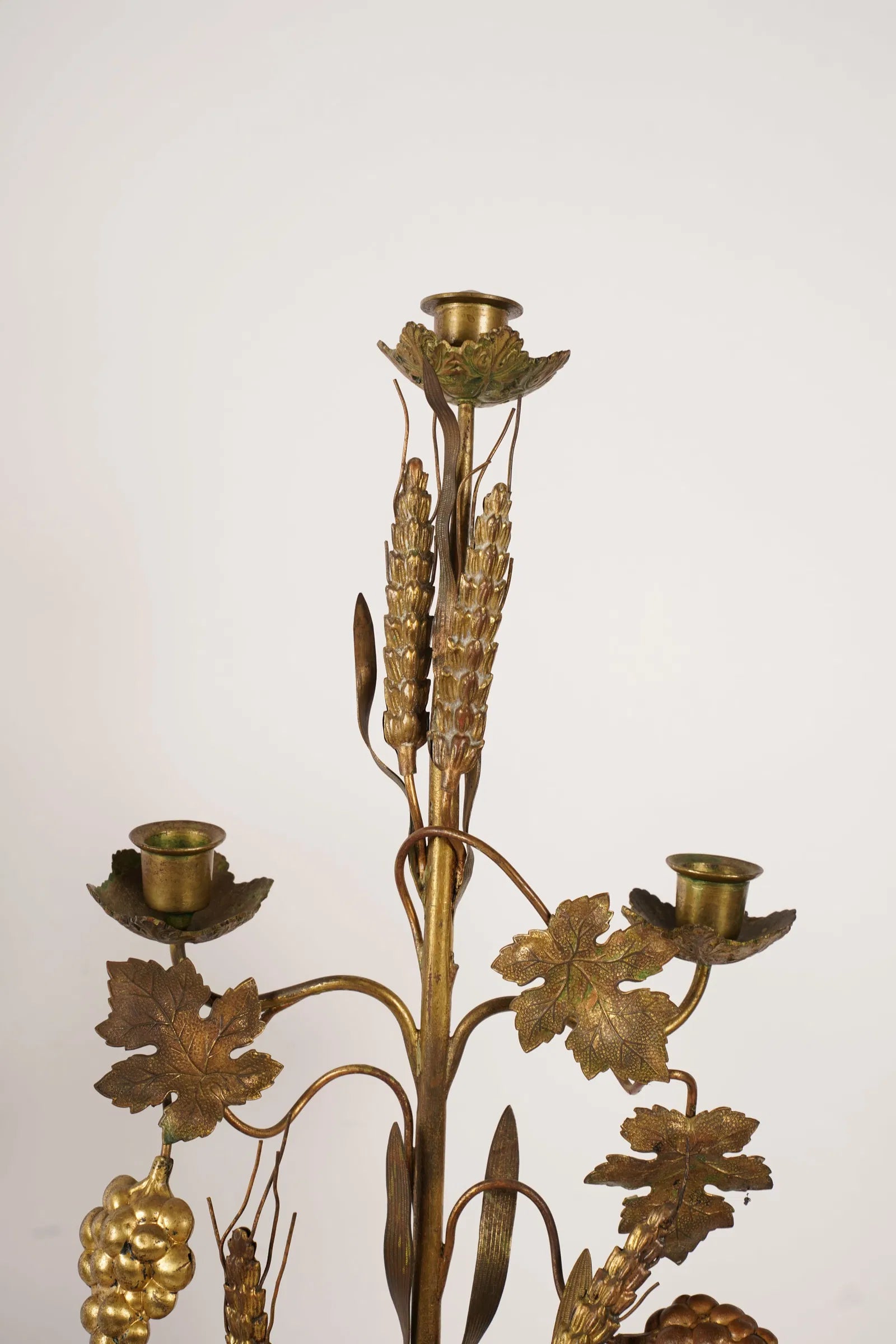 DA2-055: Late 19th Century French Tole Seven-Light Gilt Brass Alter Candelabra