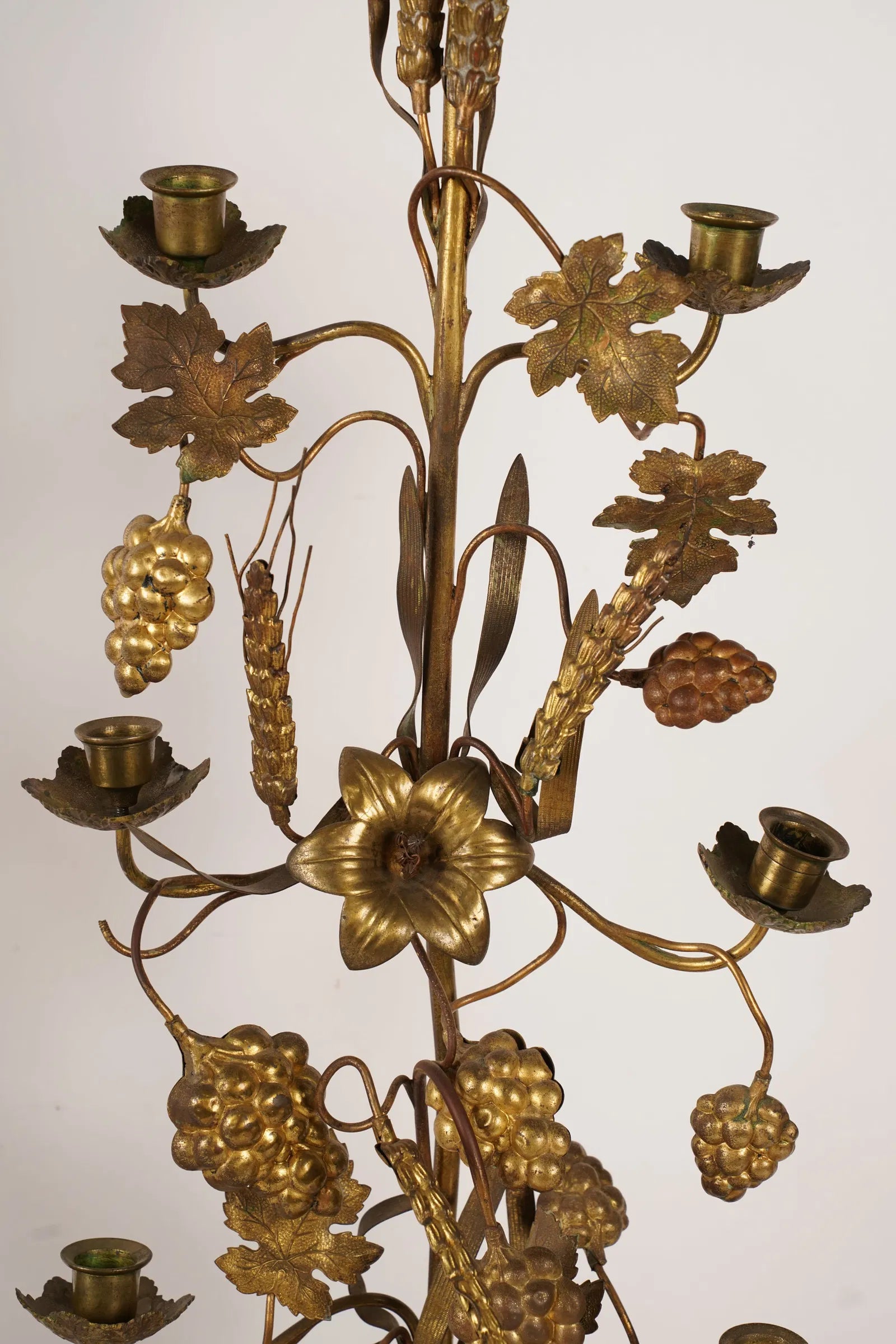 DA2-055: Late 19th Century French Tole Seven-Light Gilt Brass Alter Candelabra