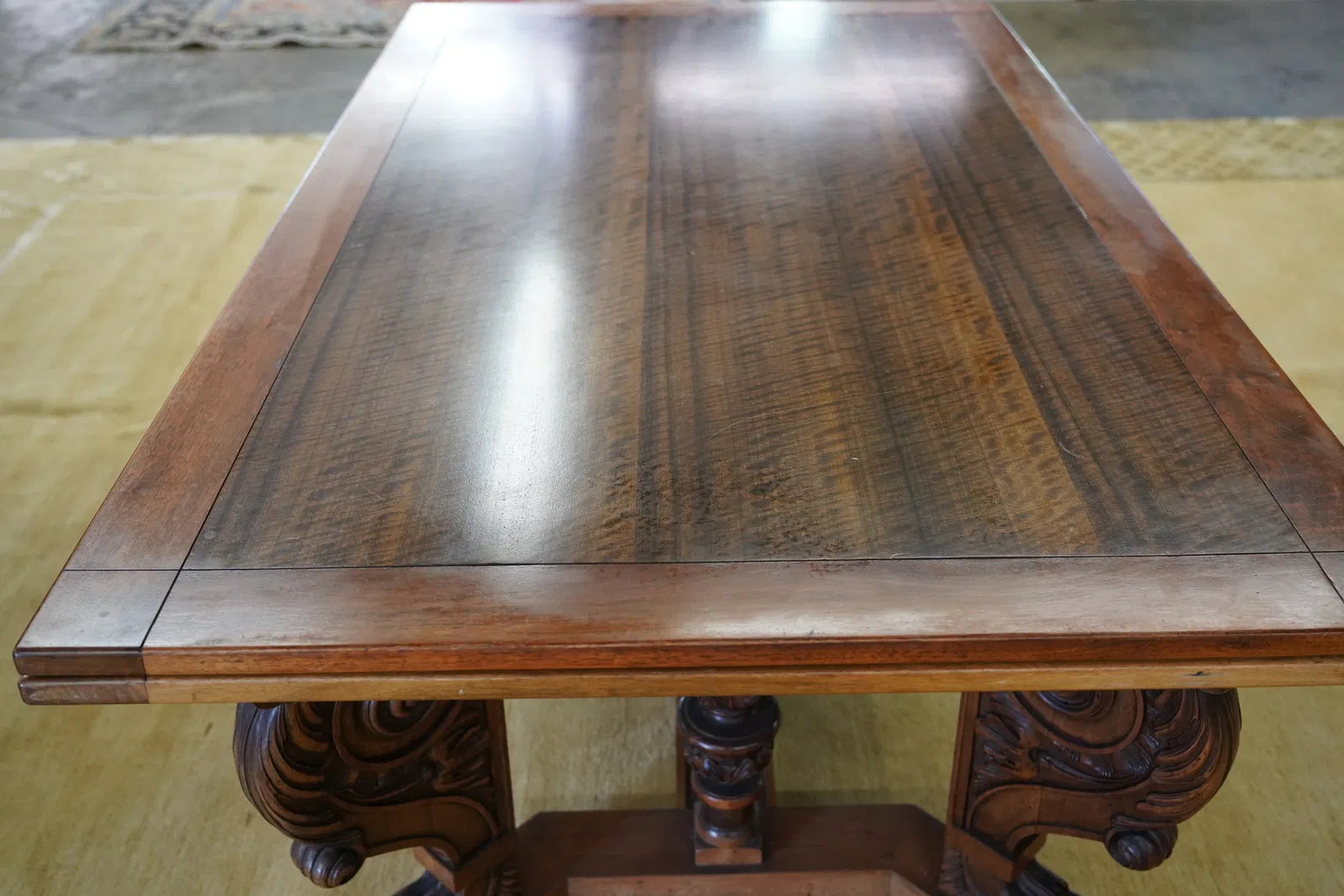 AF1-244: C 1920 Berkey Gay Renaissance Revival Carved Walnut Extension Dining Table