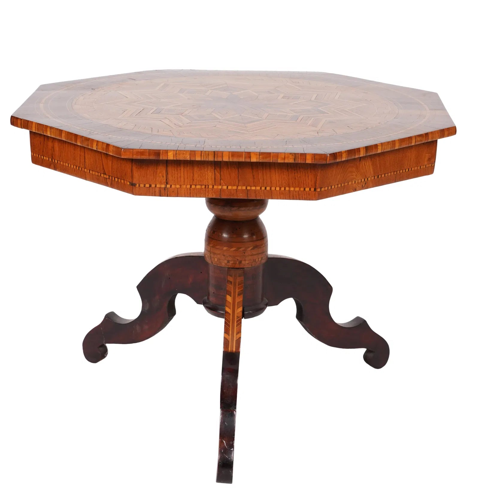 Antique Italian Marquetry Walnut Table | Work of Man