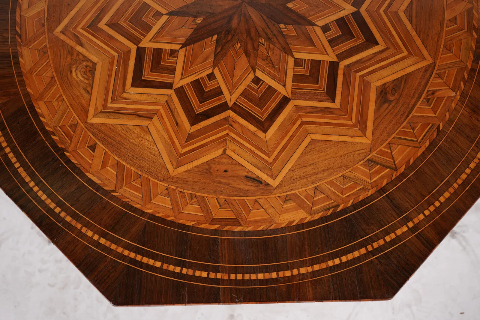 AF1-412: Late 19th Century Italian Marquetry Walnut Tripod Low Table