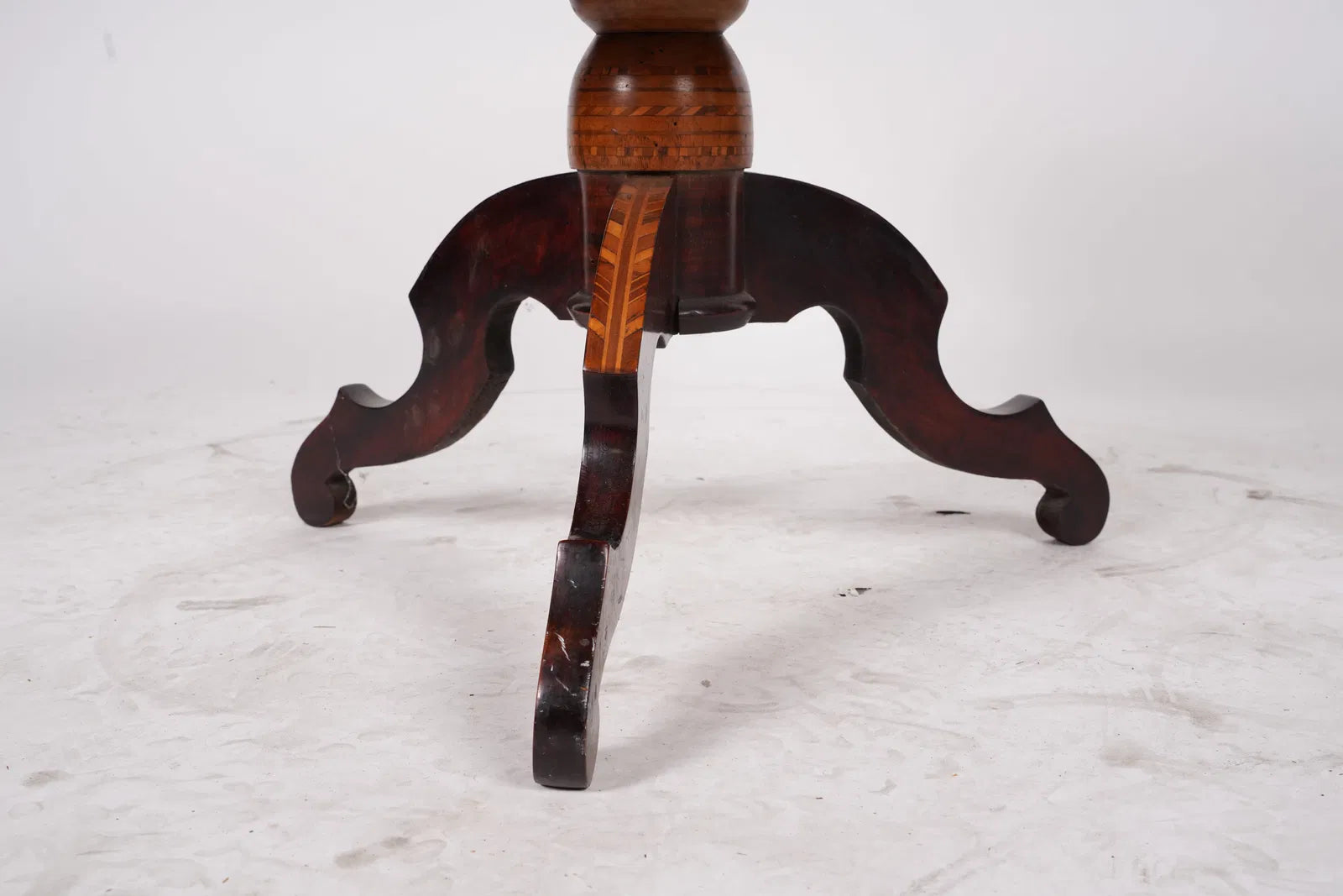 AF1-412: Late 19th Century Italian Marquetry Walnut Tripod Low Table