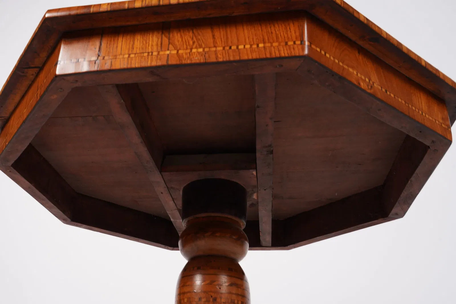 AF1-412: Late 19th Century Italian Marquetry Walnut Tripod Low Table