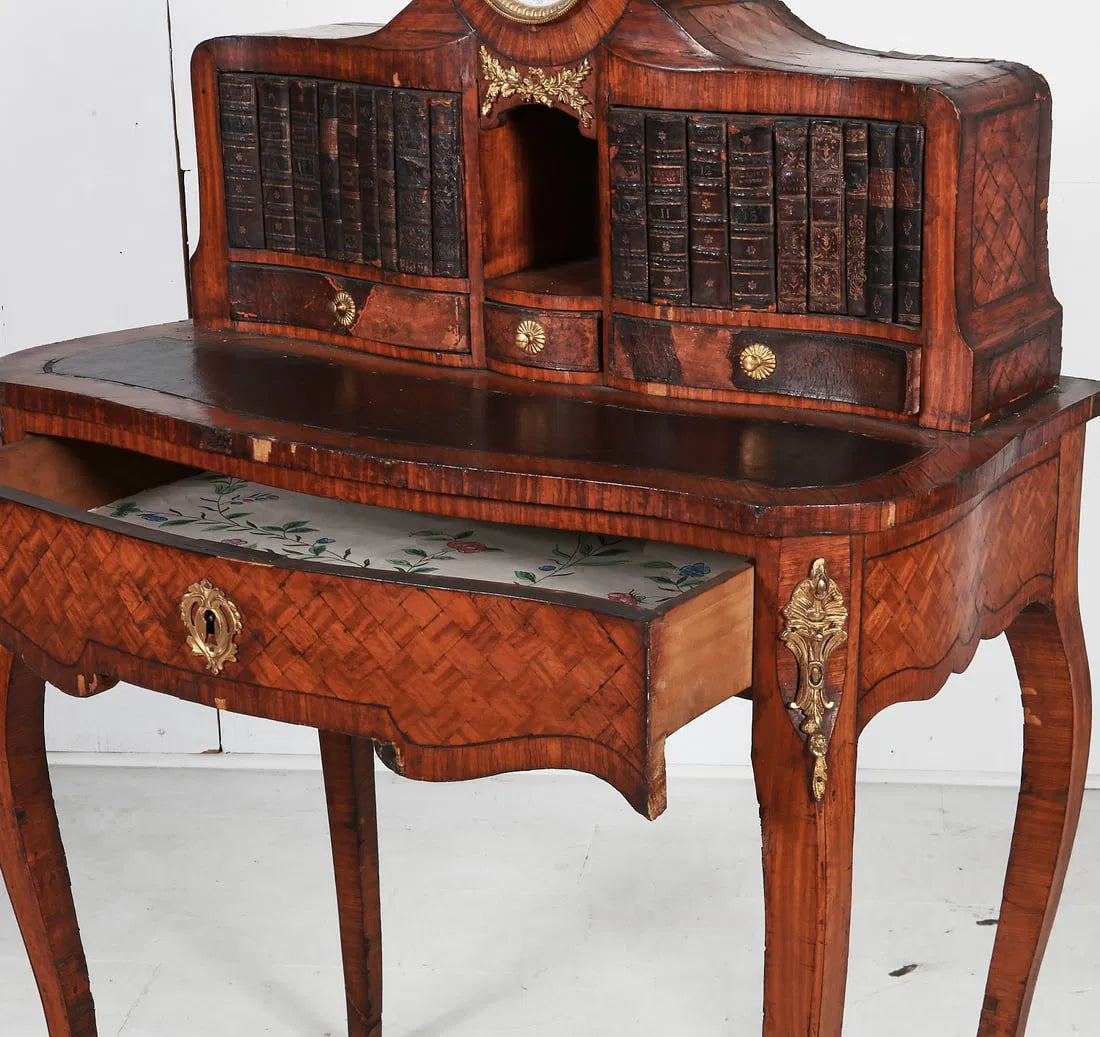 AF5-037: Late 19th Century French Louis XV Parquetry Inlaid Writing Desk