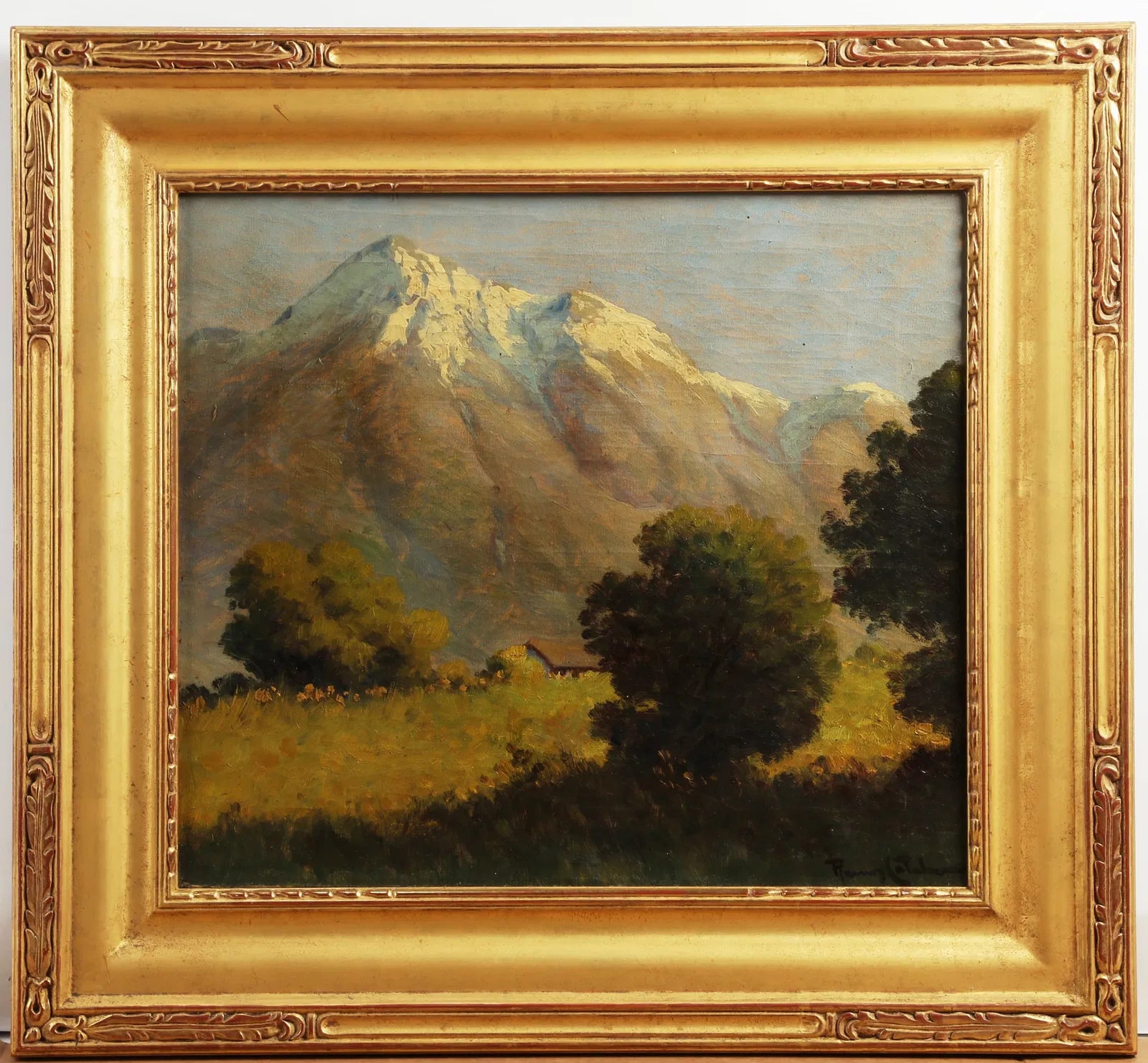 AW743: Benito Ramos Catalan Oil on Canvas Chilean Landscape Early 20th Century