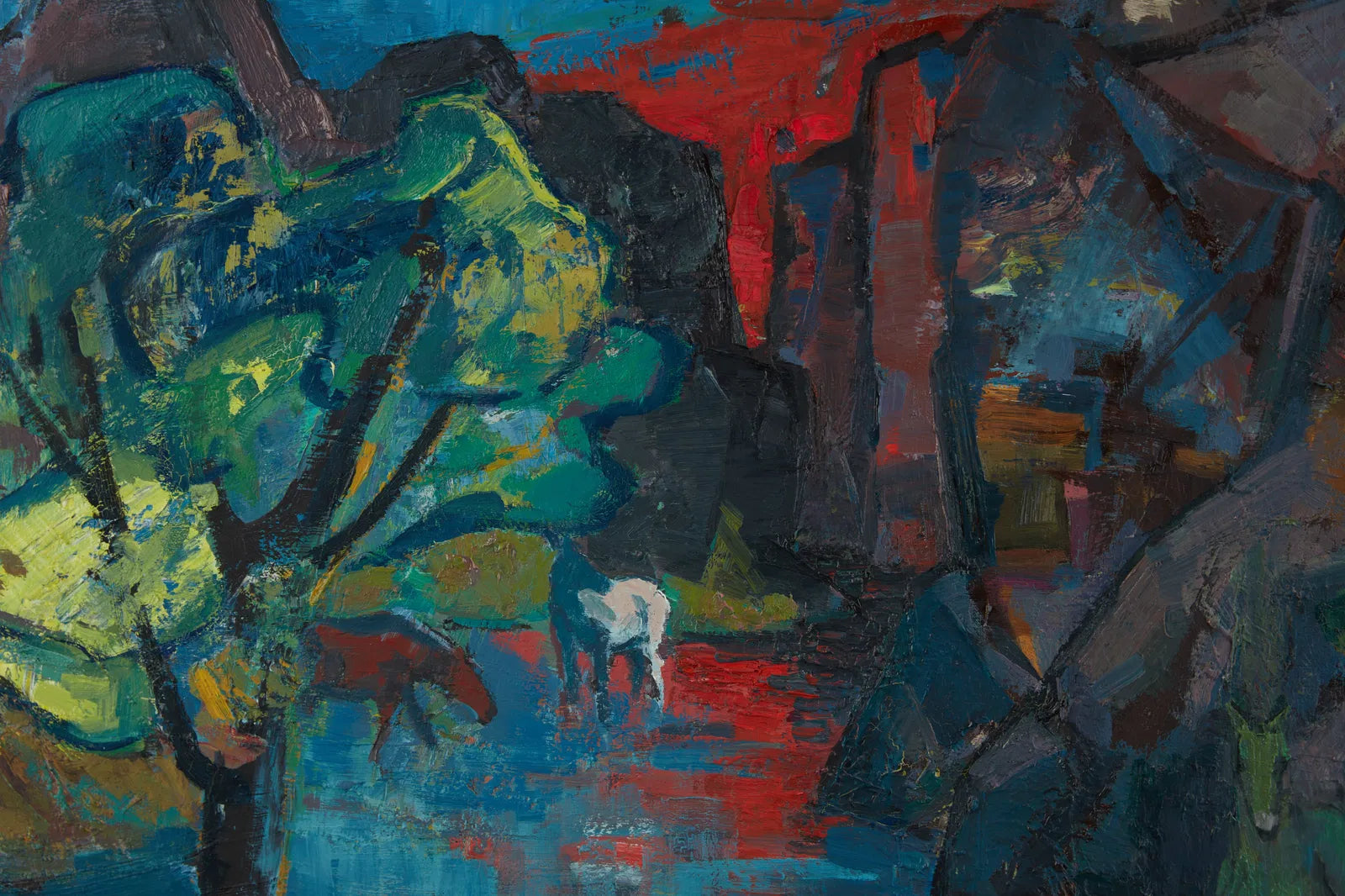 AW744: Fritz Schwaderer "Morning Calm II" Expressionist Oil on Board Circa 1966