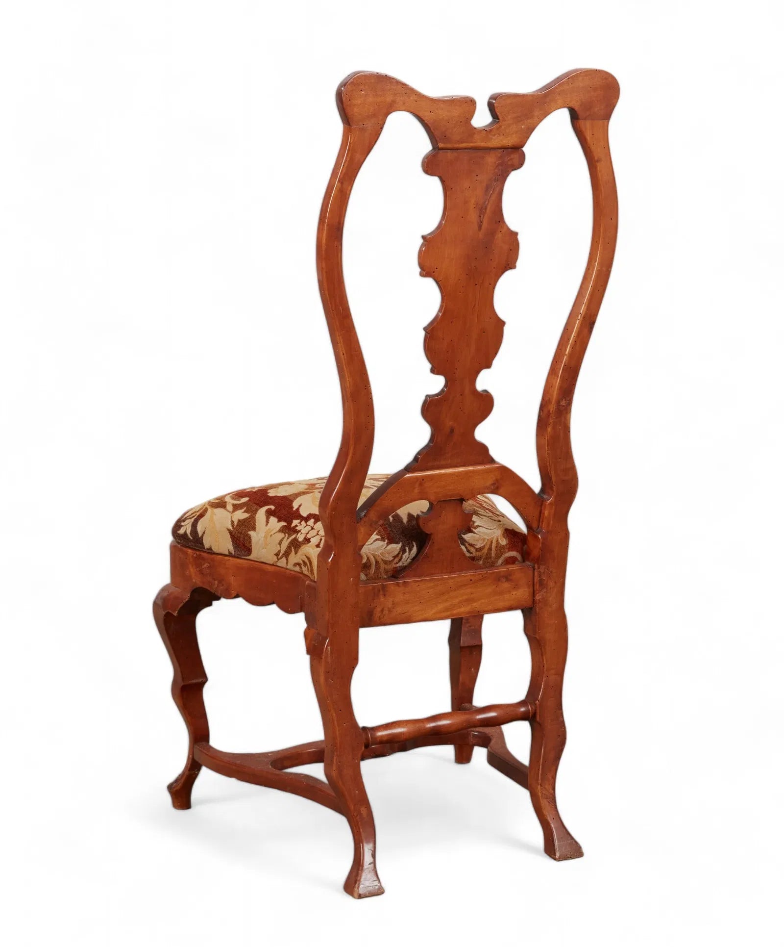 AF2-045: Late 20th Century Portuguese Baroque Yew Wood Dining Chairs (Set of 7)