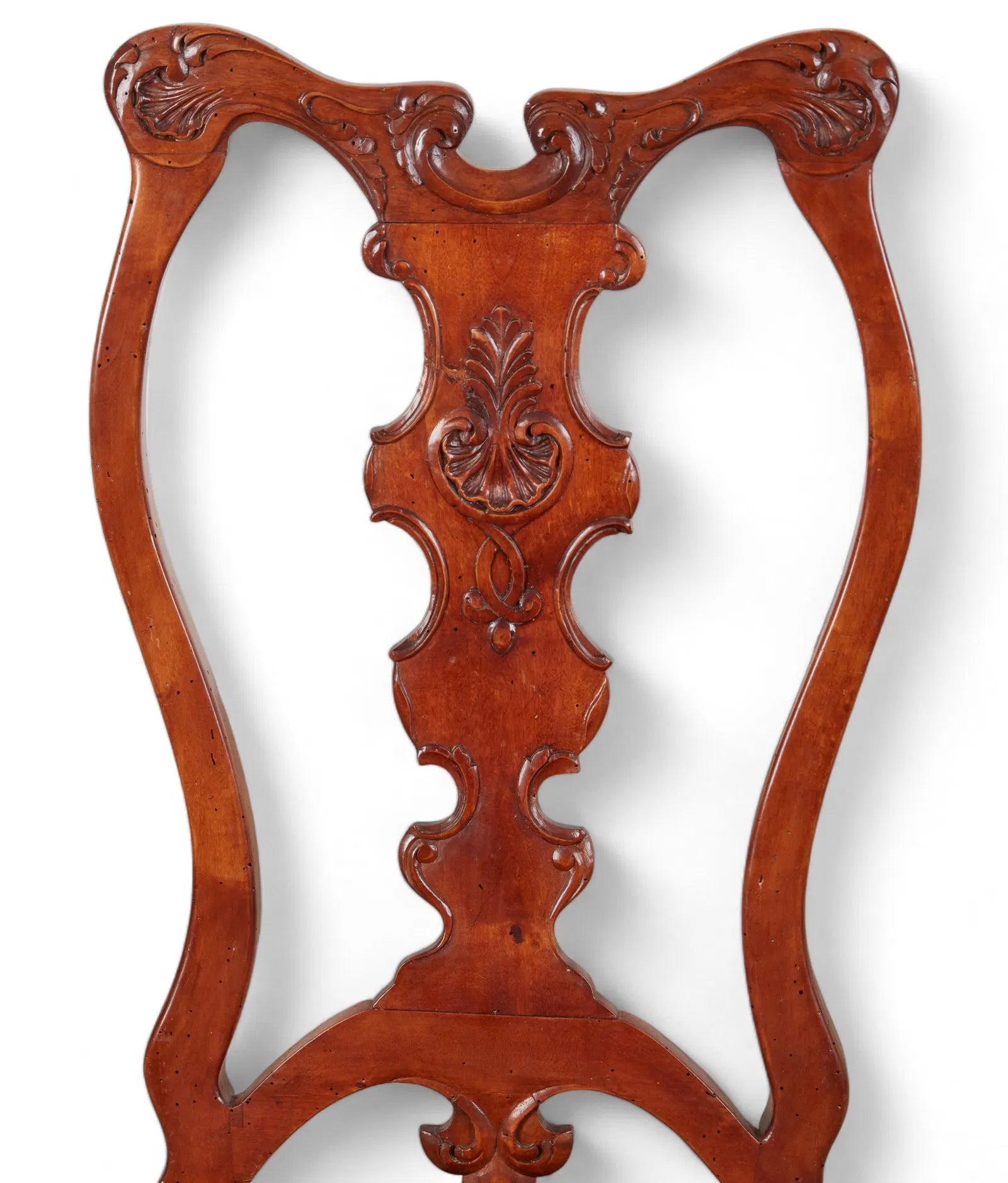 AF2-045: Late 20th Century Portuguese Baroque Yew Wood Dining Chairs (Set of 7)