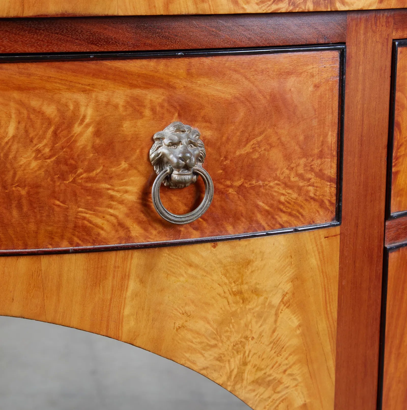 AF3-016: Pair of Early 20th Century Monumental Federal Inlay Mahogany Demi-lune Sideboards