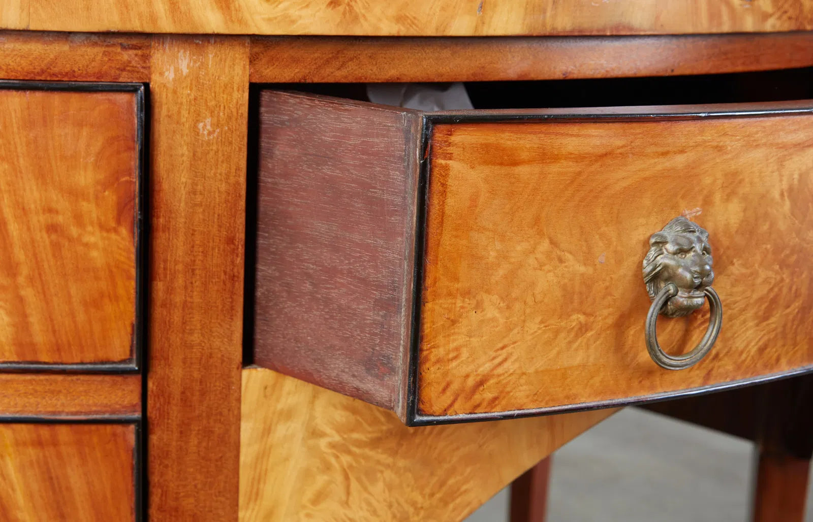 AF3-016: Pair of Early 20th Century Monumental Federal Inlay Mahogany Demi-lune Sideboards