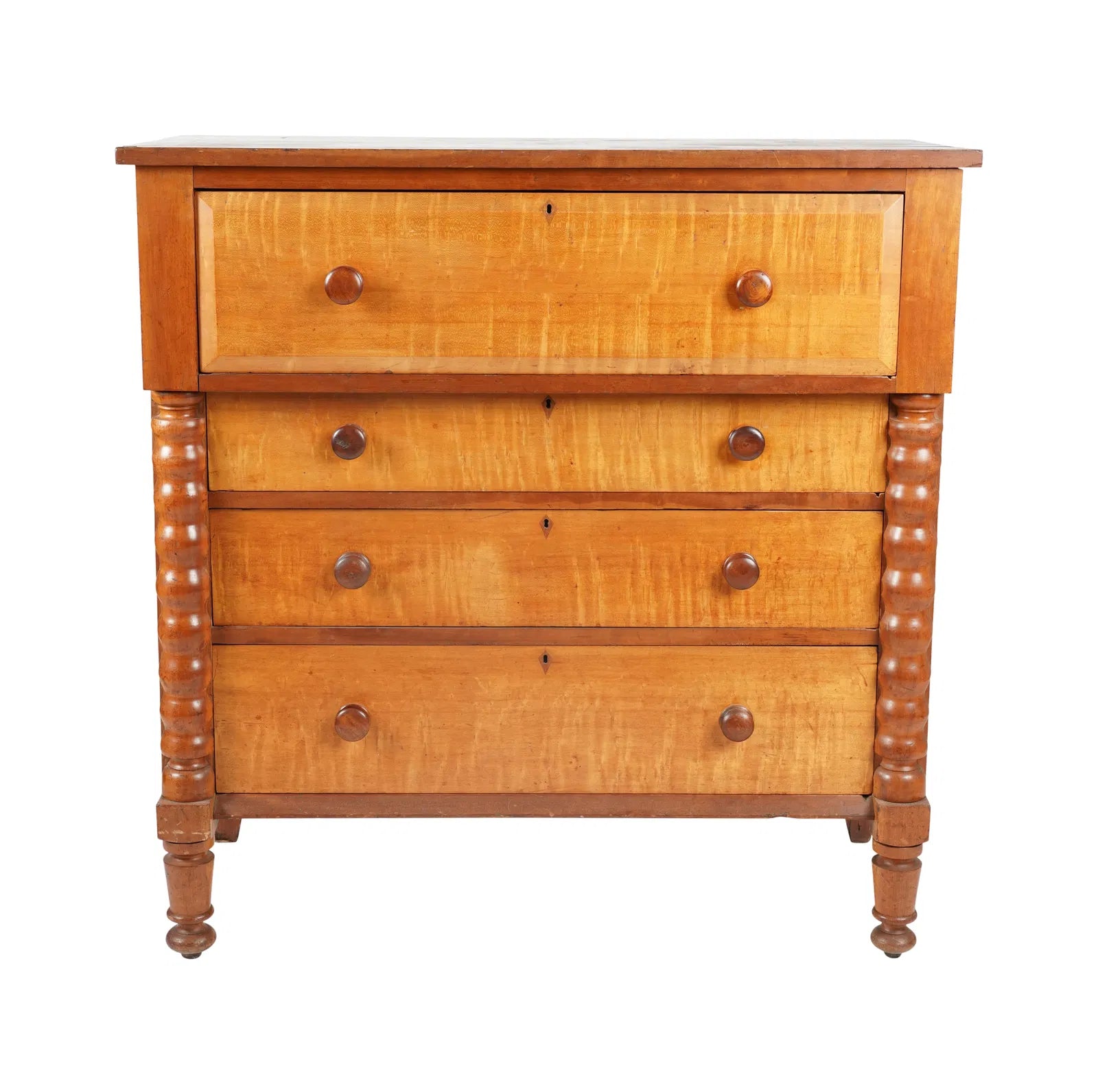 American Federal Curly Maple and Cherry Chest of Drawers | Work of Man