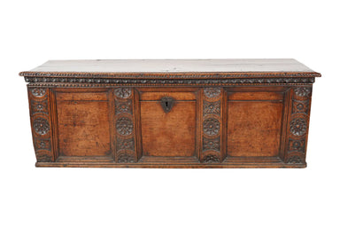 Early 18th Century Spanish Baroque Carved Walnut Coffer | Work of Man