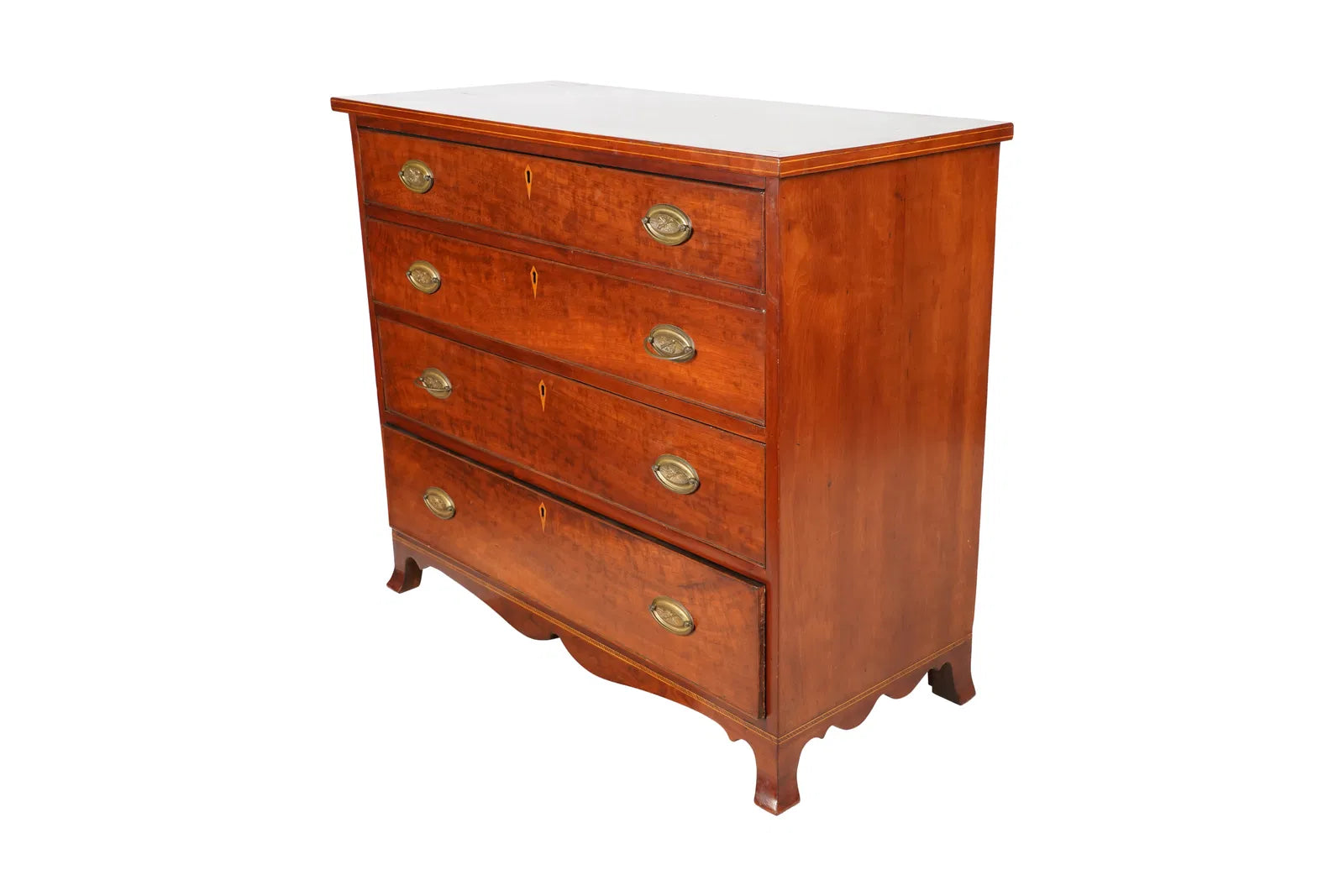 AF4-019: Late 18th Century American Federal Fruitwood Four Drawer Chest