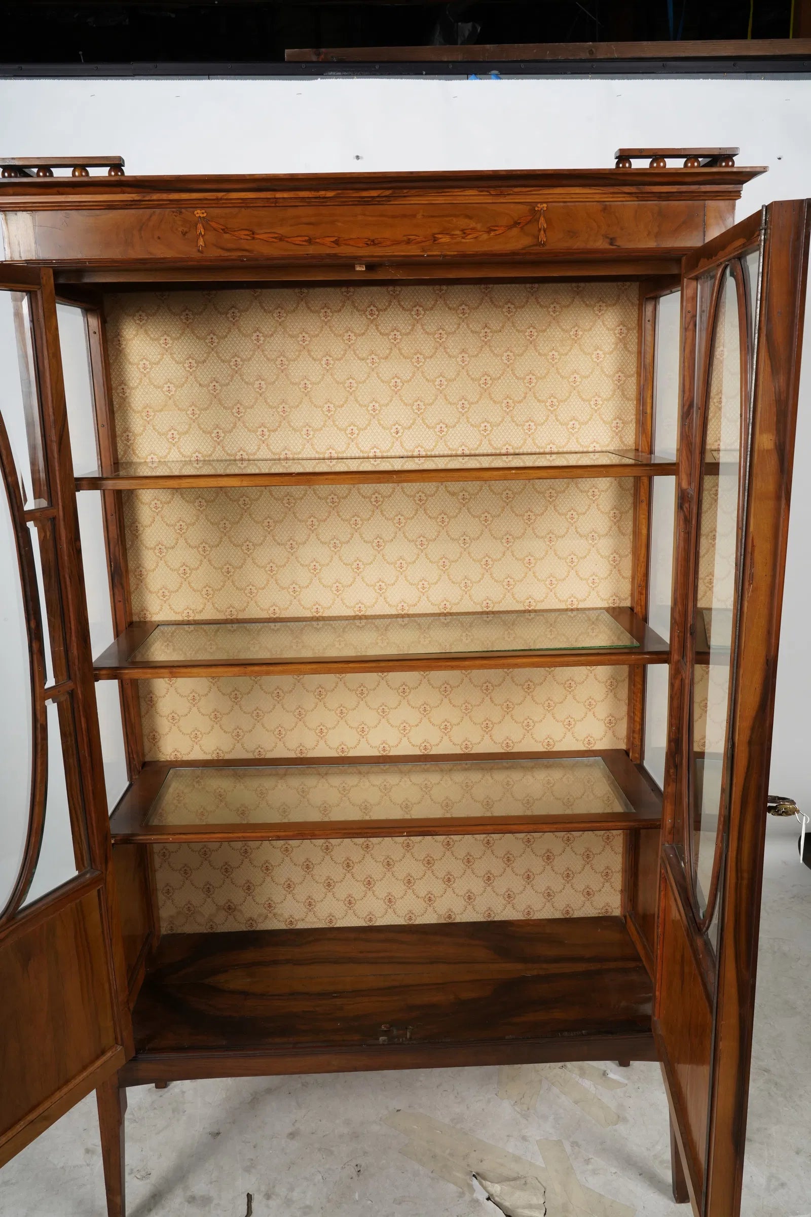 AF3-025: Late 19th Century French Marquetry Parquetry Inlay Kingwood Vitrine Cabinet