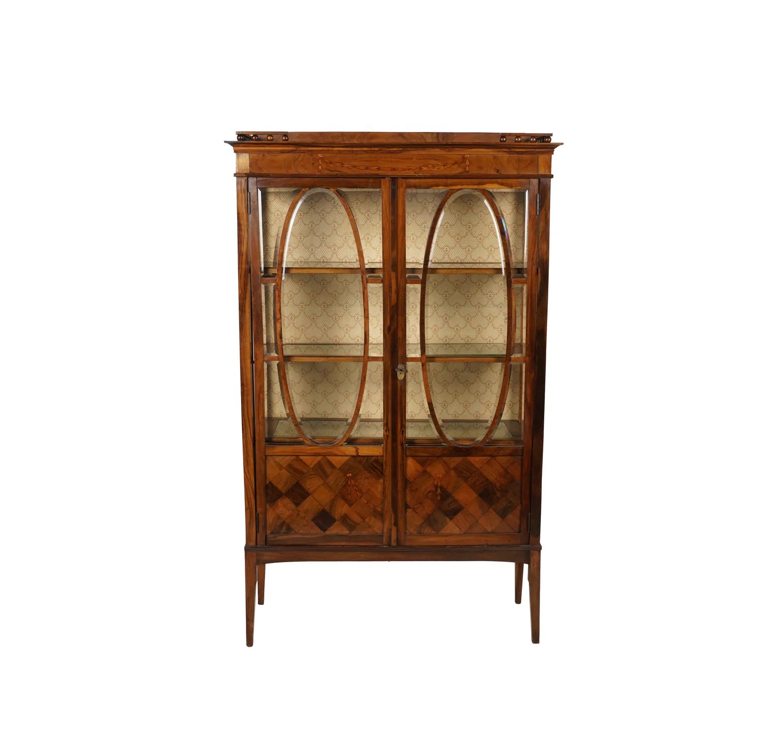 Late 19th C French Marquetry Parquetry Vitrine | Work of Man