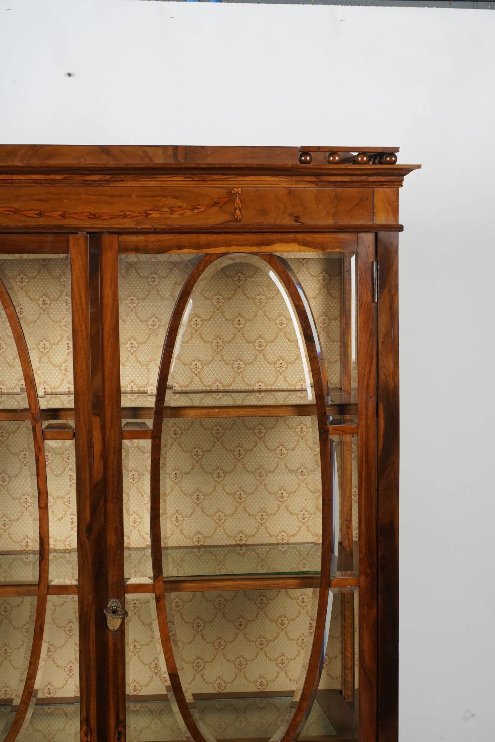 AF3-025: Late 19th Century French Marquetry Parquetry Inlay Kingwood Vitrine Cabinet