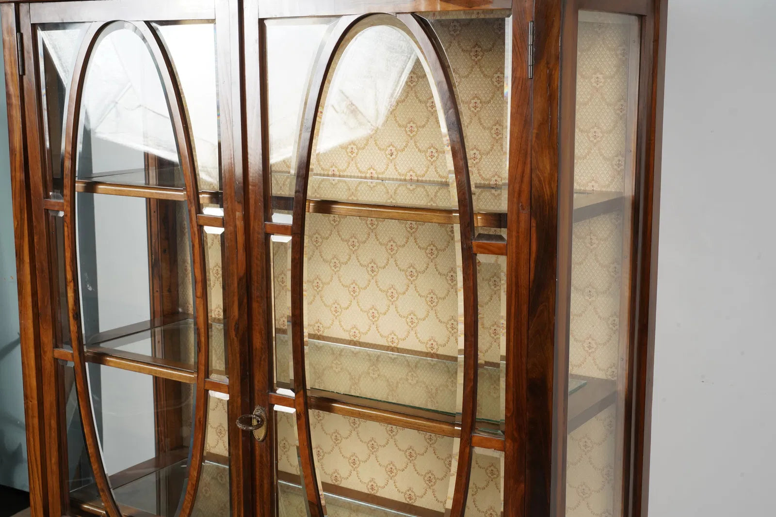 AF3-025: Late 19th Century French Marquetry Parquetry Inlay Kingwood Vitrine Cabinet