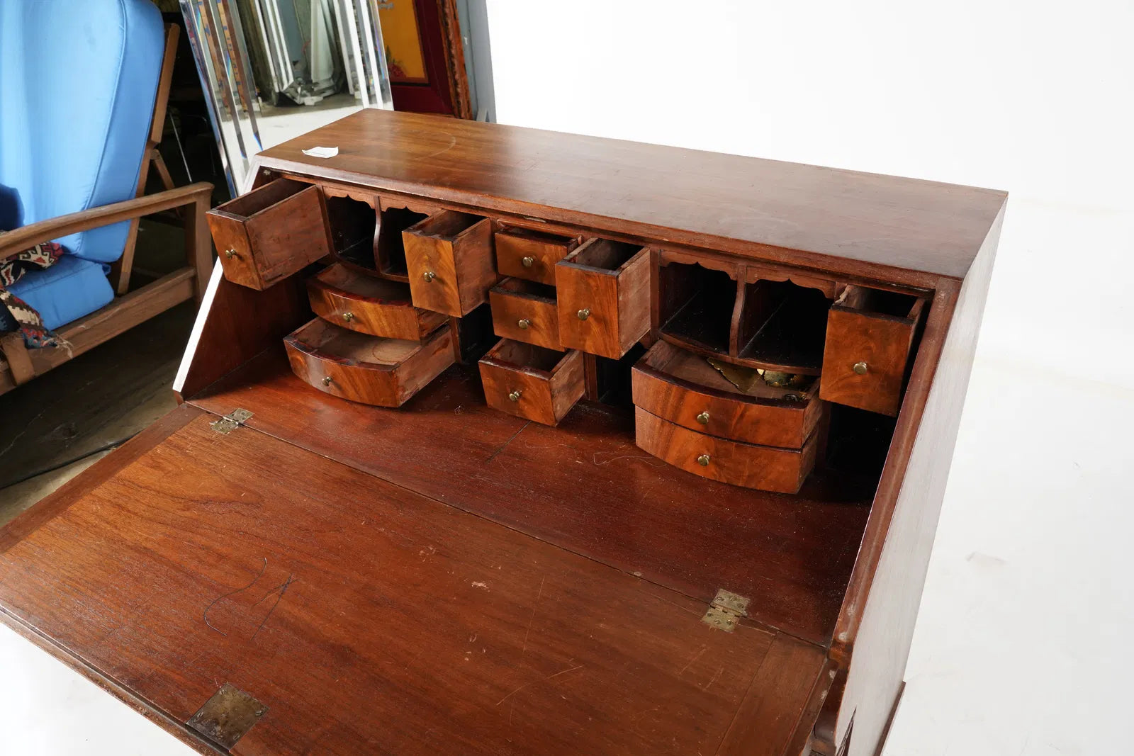 AF5-041: Antique Circa 1840 American Late Classical Mahogany Slant Front Secretary Desk