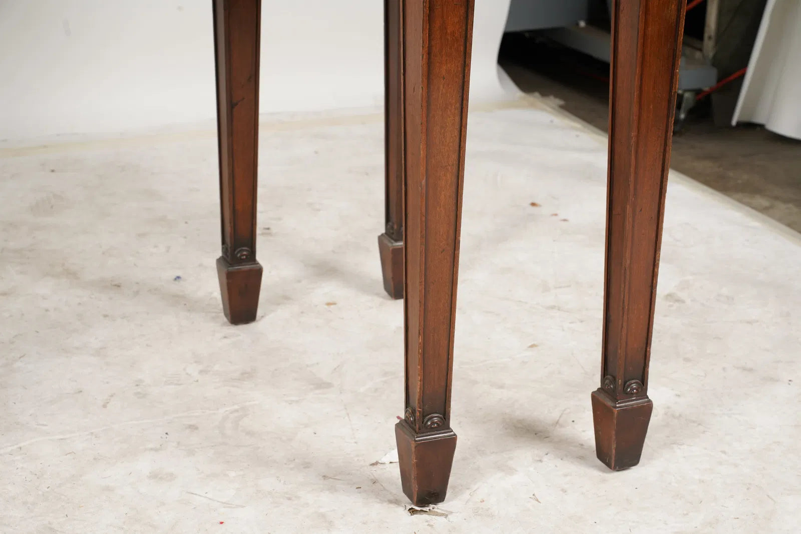 AF1-034: Early 20th Century English Edwardian Carved Inlaid Mahogany Console Sideboard Table