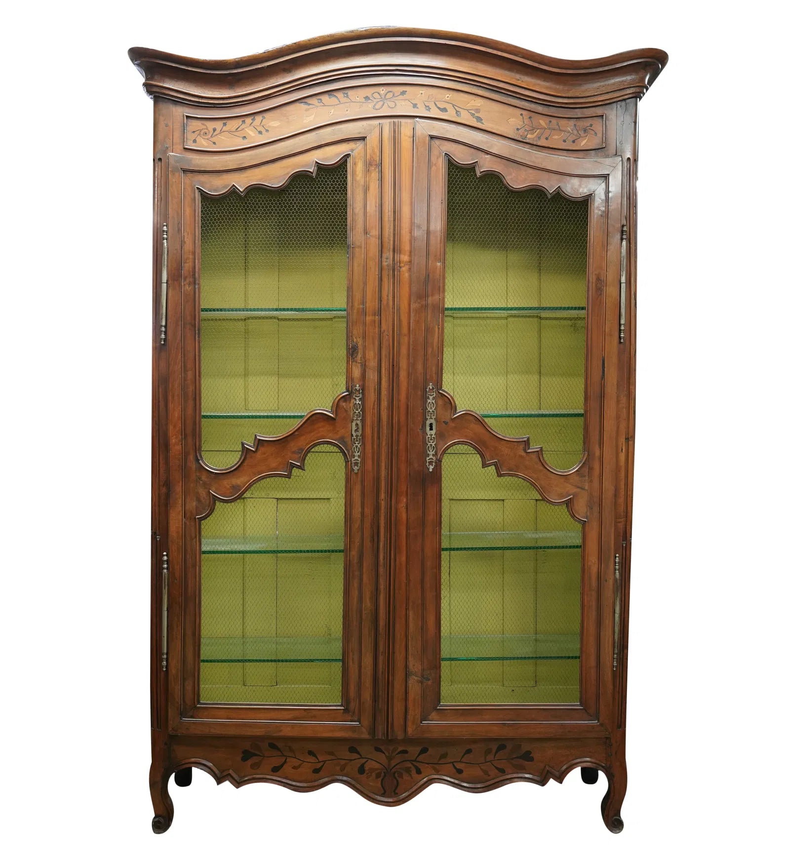 Antique 18th Century French Provincial Louis XV Inlaid Walnut Armoire | Work of Man