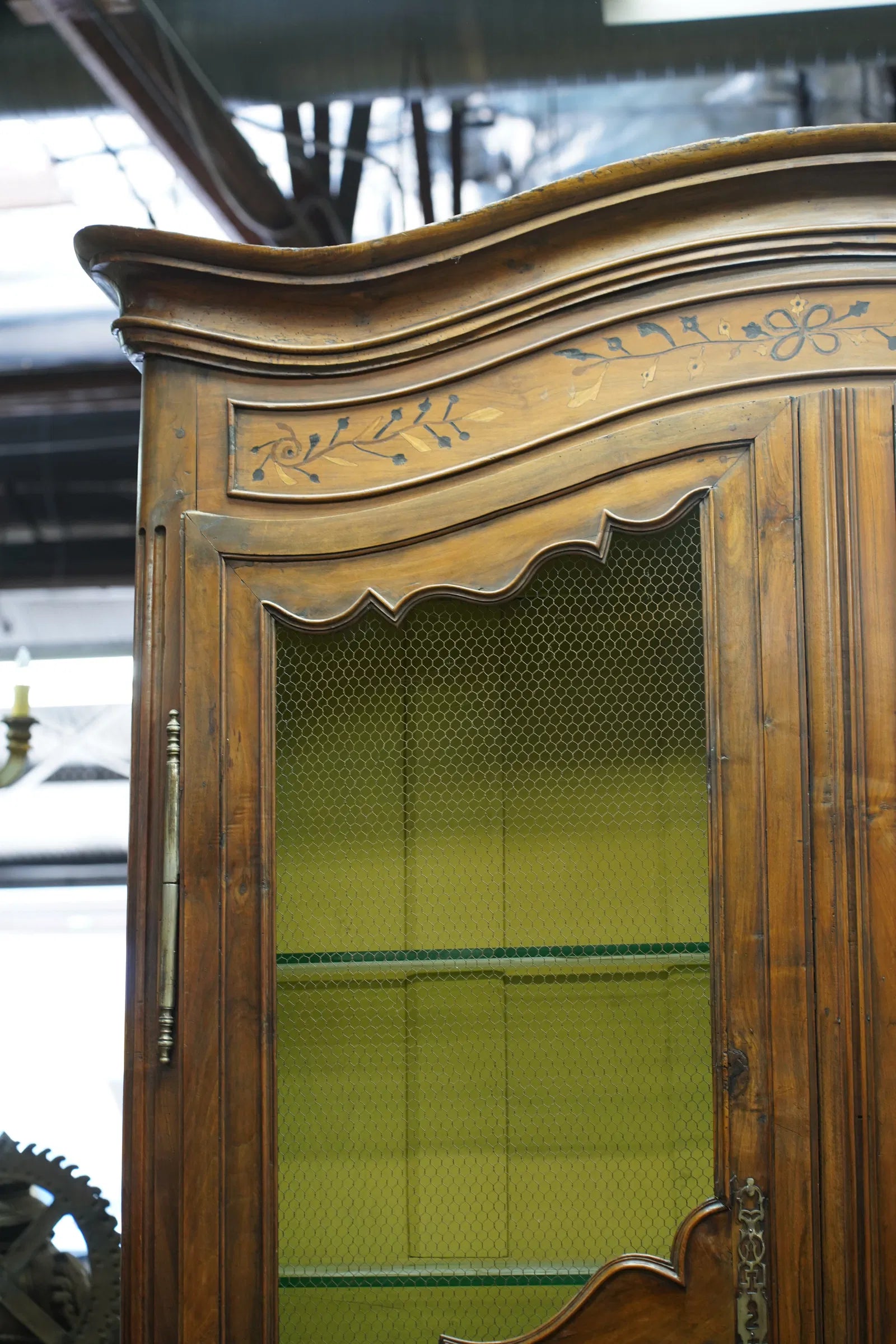 AF3-019: Antique 18th Century French Provincial Louis XV Inlaid Walnut Armoire