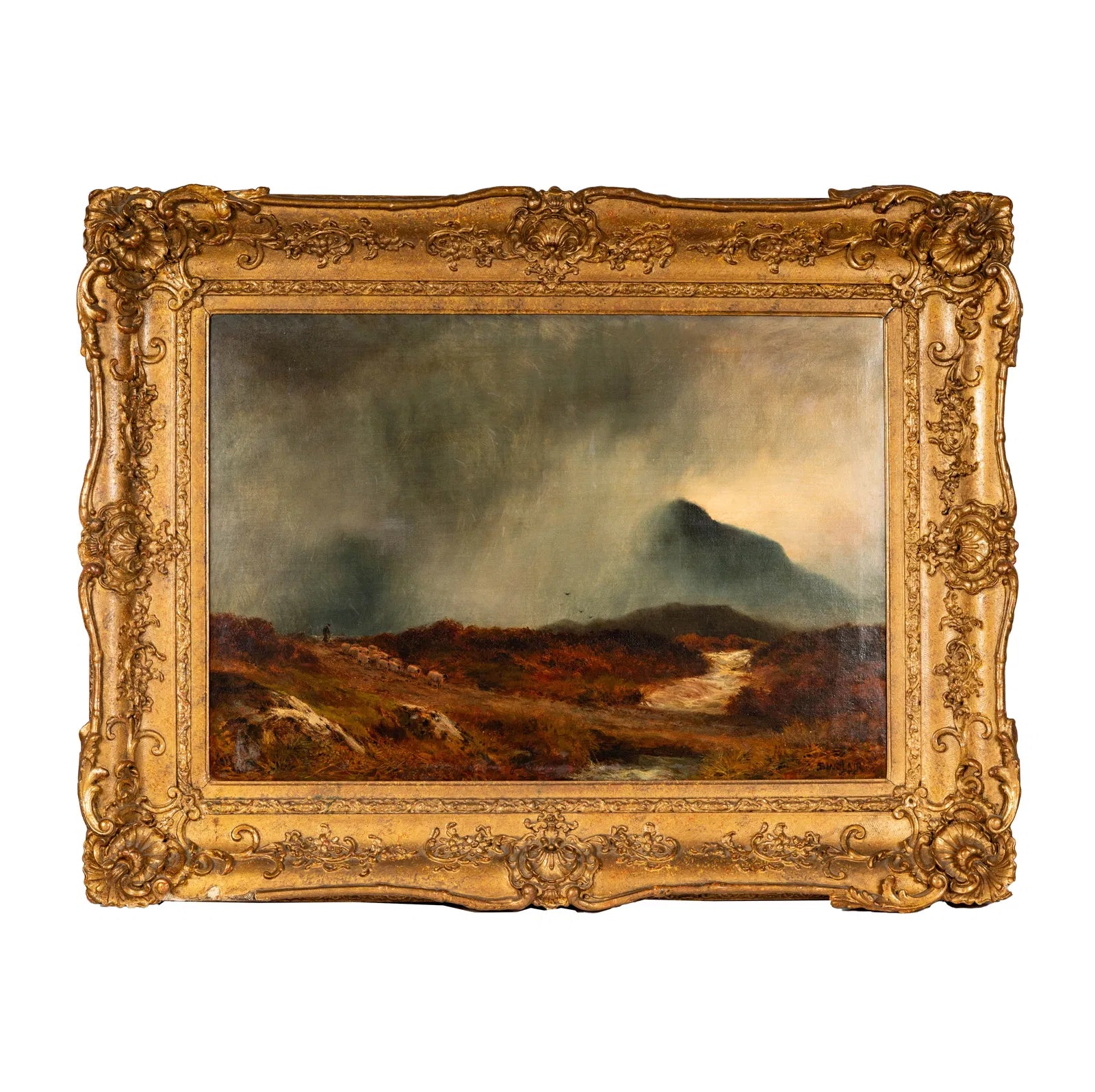 AW808: Late 19th Century Scottish Landscape Oil on Canvas Signed Sinclair