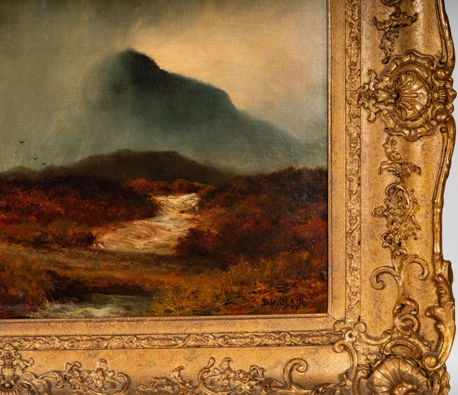 AW808: Late 19th Century Scottish Landscape Oil on Canvas Signed Sinclair