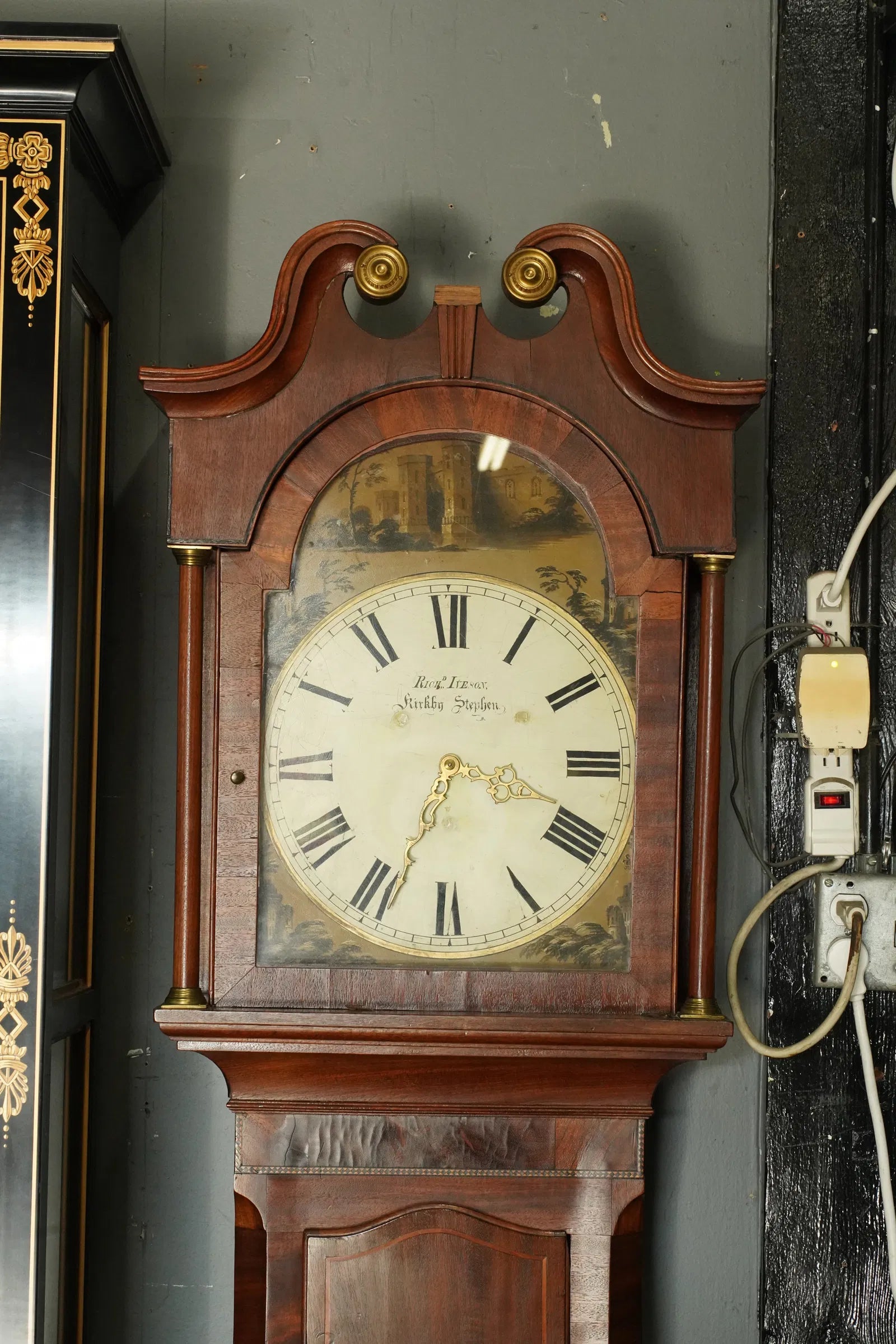 TK1-015: Antique Early 19th Century American Federal Mahogany Tall Case Clock