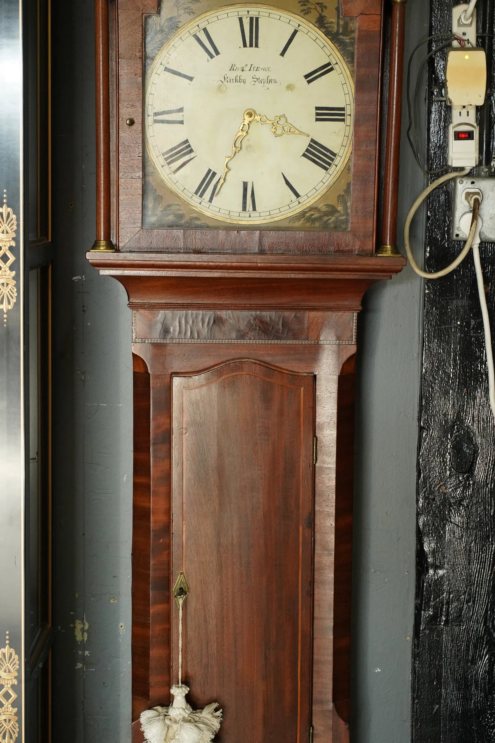 TK1-015: Antique Early 19th Century American Federal Mahogany Tall Case Clock