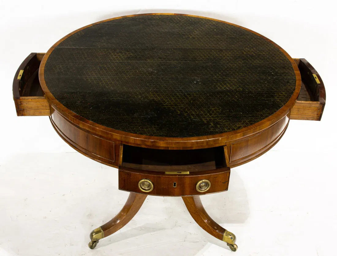 AF1-061: Antique Early 19th Century English Regency Mahogany Drum Rent Table