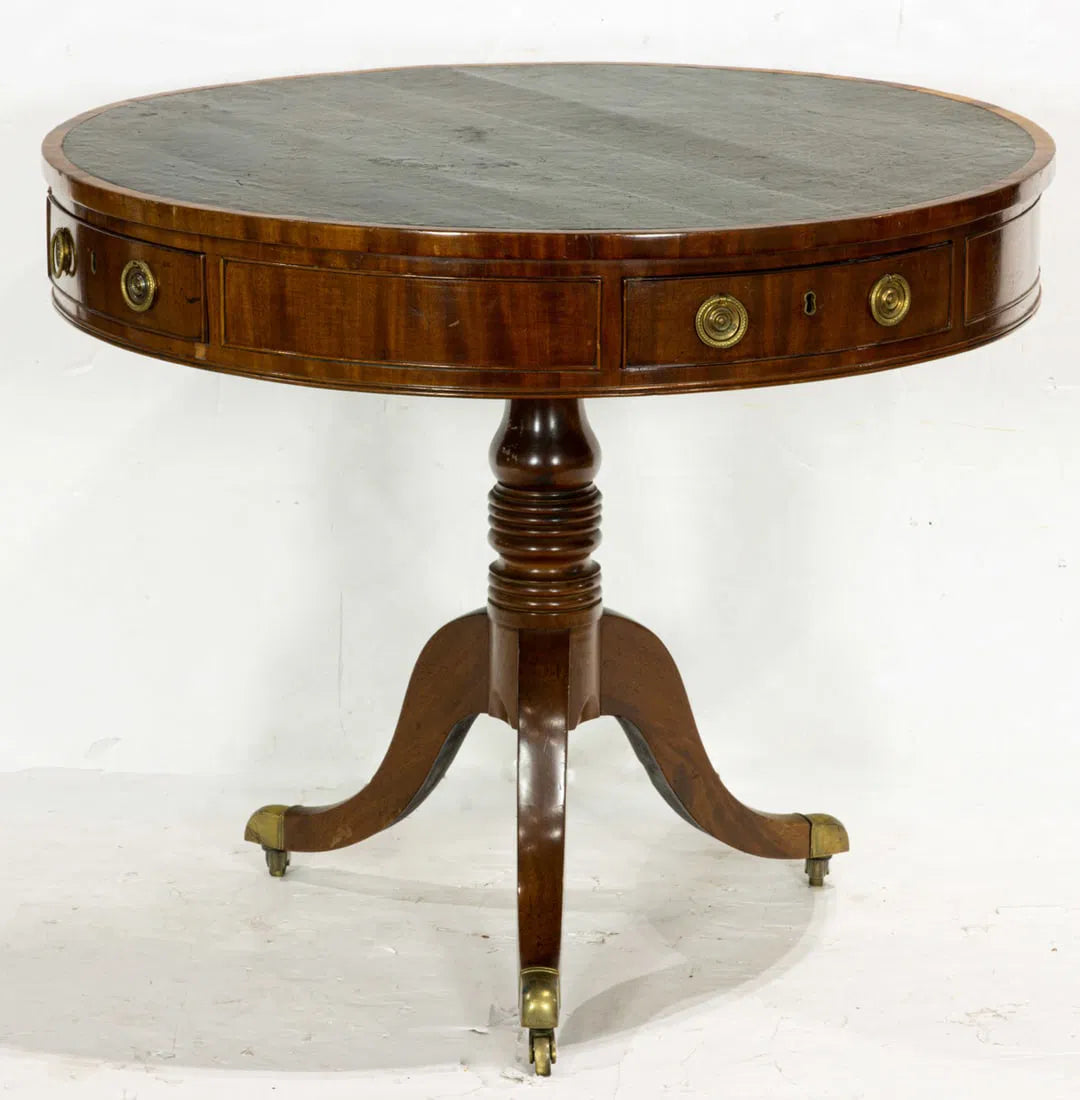 AF1-061: Antique Early 19th Century English Regency Mahogany Drum Rent Table