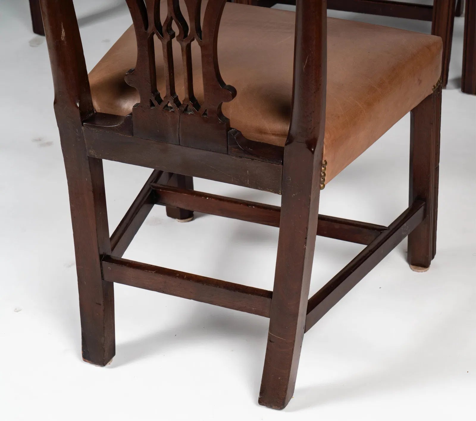 AF2-062:  Early 19th Century English Chippendale Style Mahogany Side Chairs Set of Four