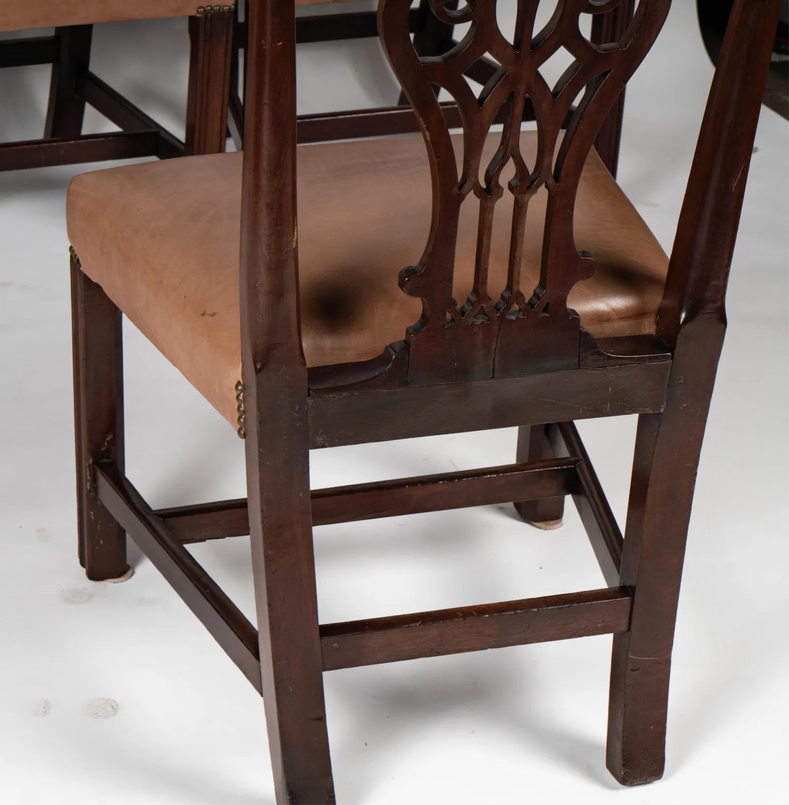 AF2-062:  Early 19th Century English Chippendale Style Mahogany Side Chairs Set of Four