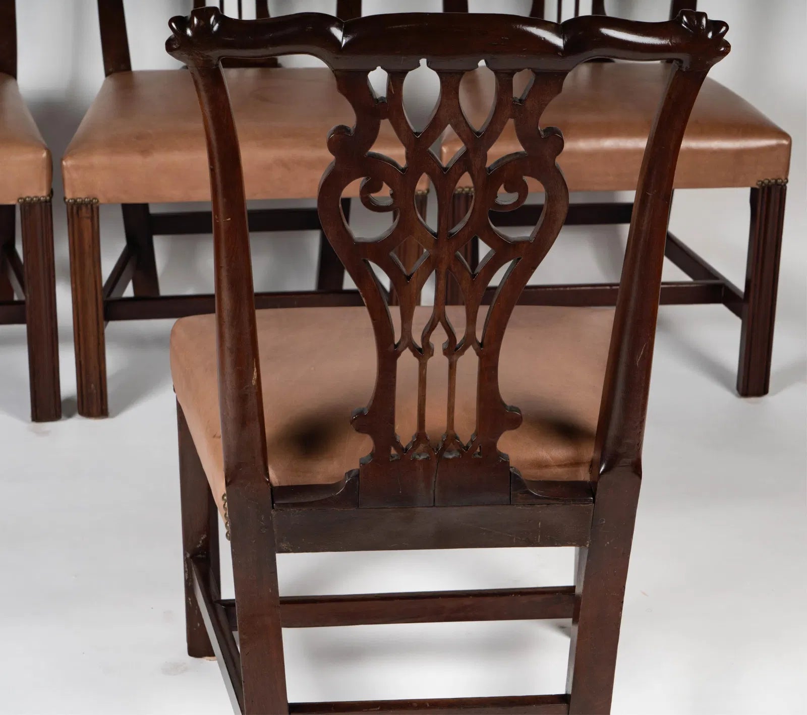 AF2-062:  Early 19th Century English Chippendale Style Mahogany Side Chairs Set of Four