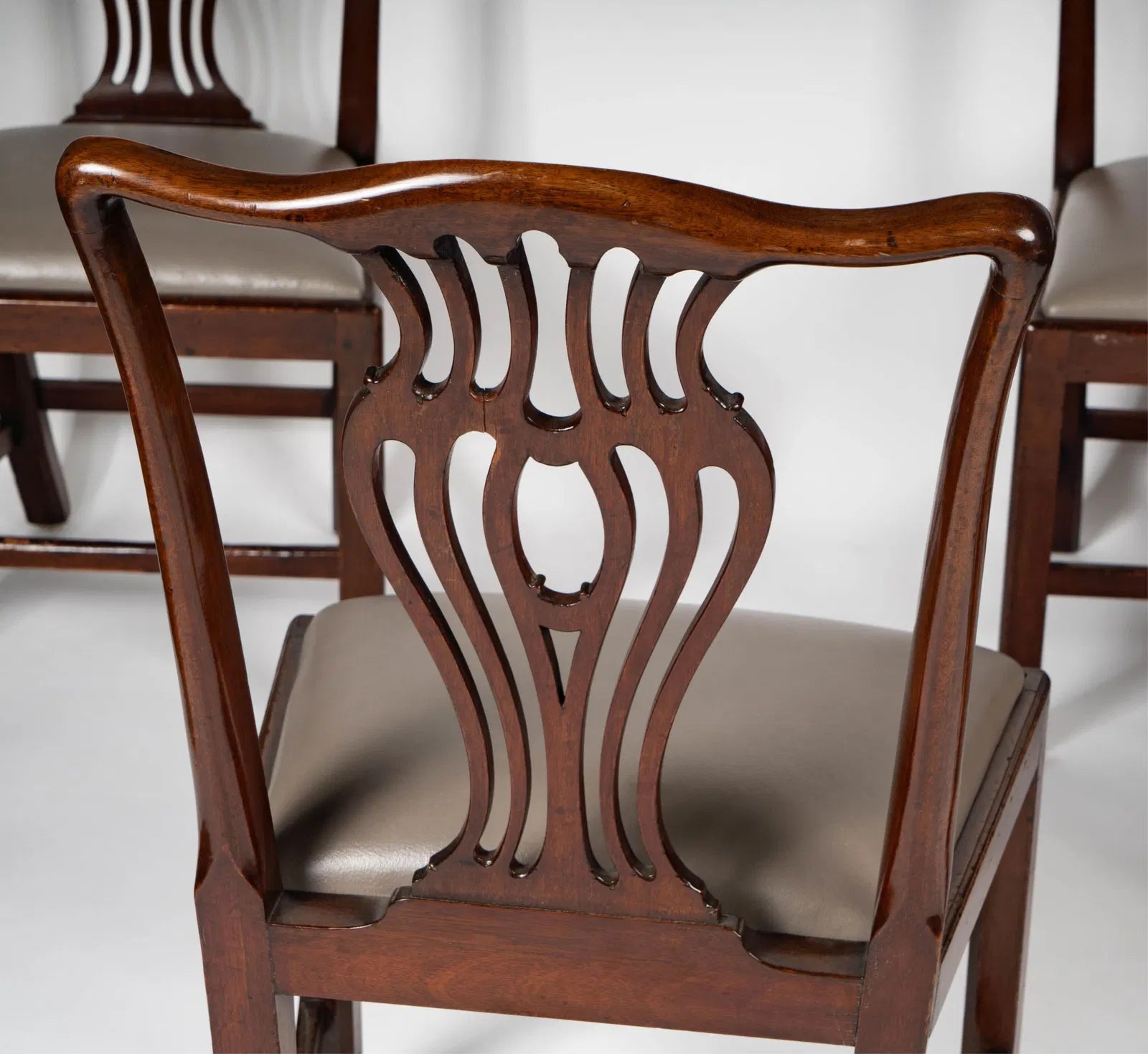 AF2-061:  Early 19th Century English Chippendale Style Mahogany Side Chairs Set of Four