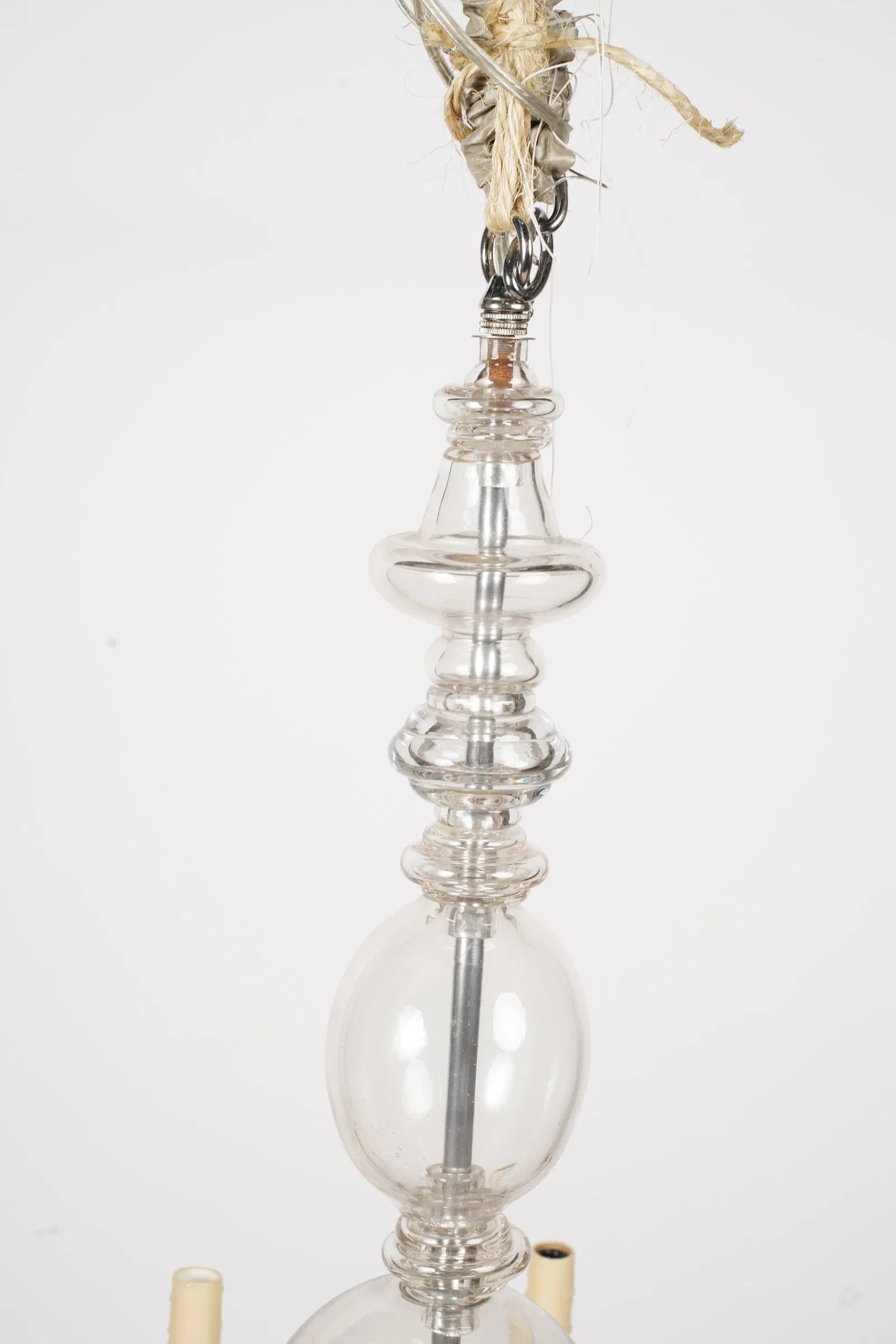 AL1-079: Mid 20th Century 12 Light Venetian Clear Blown Glass Chandelier