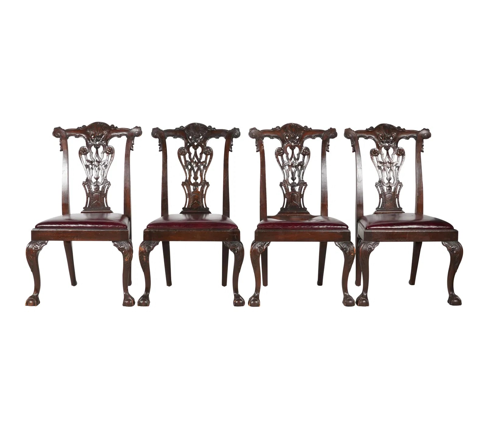 Antique Early 20th C Chippendale Style Dining Chairs  | Work of Man