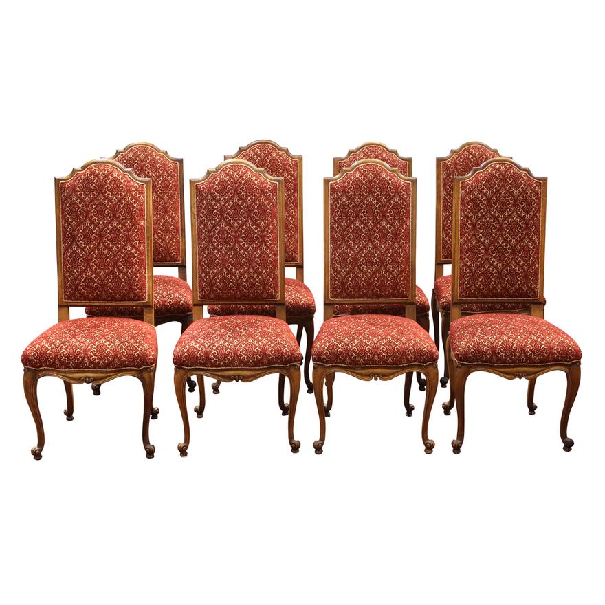 AF2-129: ANTIQUE SET OF 8 EARLY 20TH CENTURY FRENCH LOUIS XV STYLE DINING CHAIRS