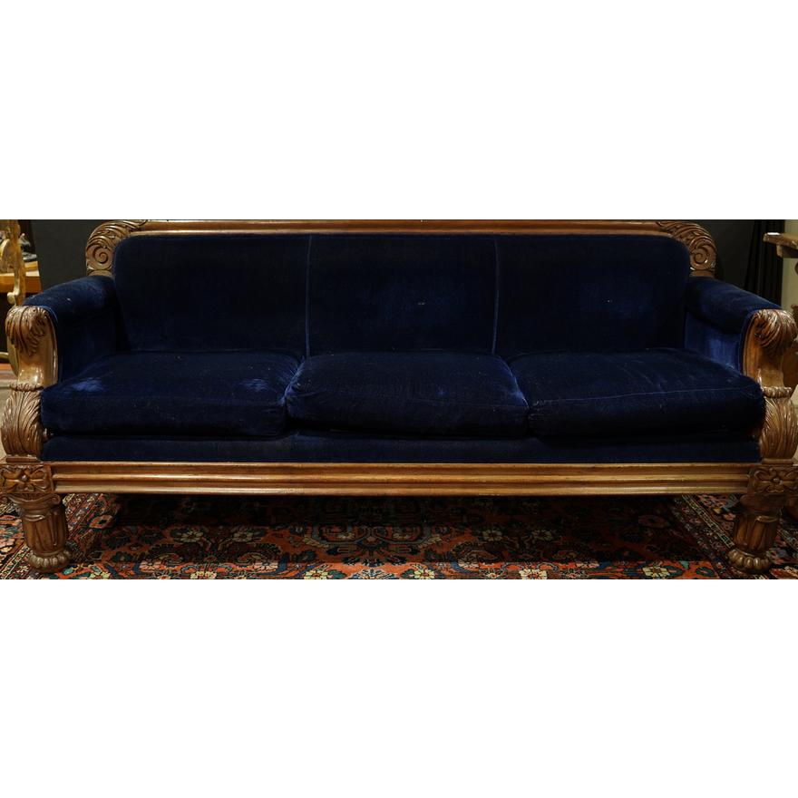 AF2-186: Antique Late 19th Century American Victorian Carved Walnut Sofa