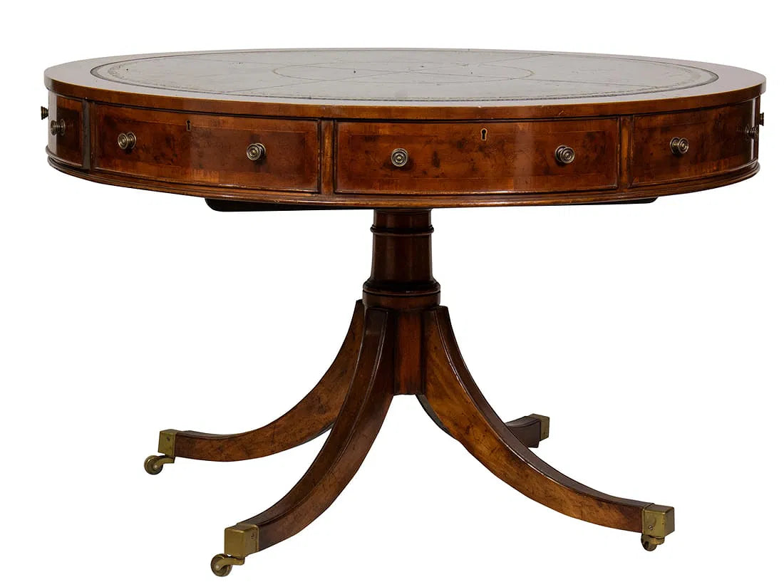 Antique English Regency Yew Wood Drum Rent Table 1810 | Work of Man ...