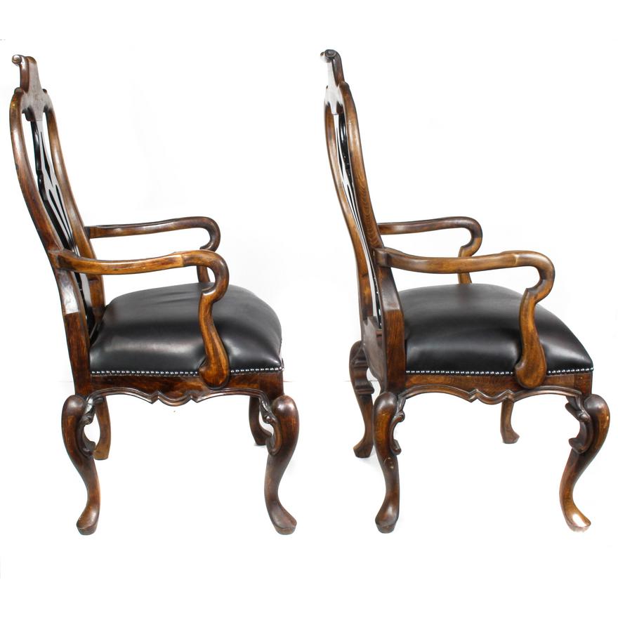 AF2-215: ANTIQUE PAIR OF ROCOCO REVIVAL STYLE ARMCHAIRS