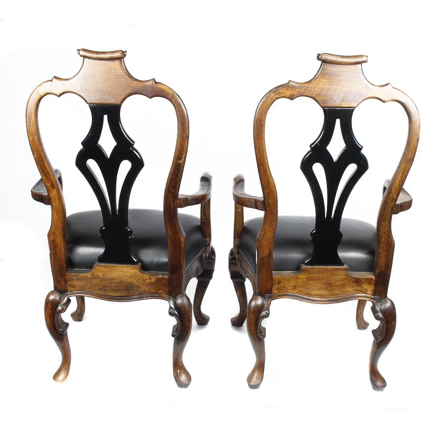 AF2-215: ANTIQUE PAIR OF ROCOCO REVIVAL STYLE ARMCHAIRS